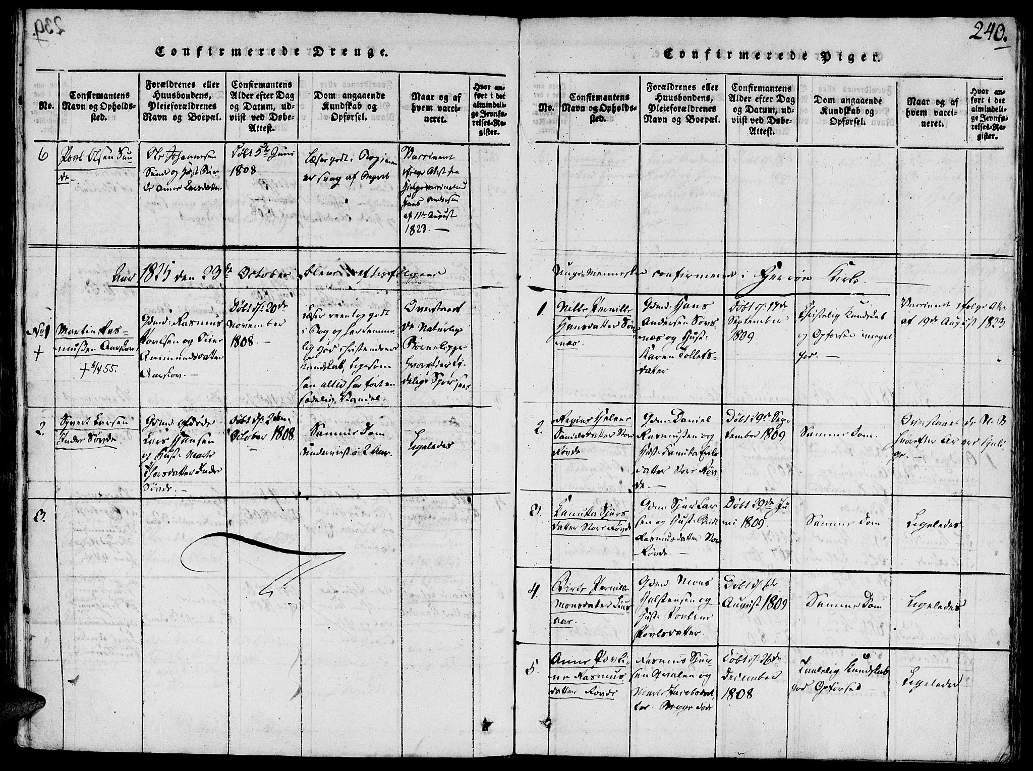 Ministerialprotokoller, klokkerbøker og fødselsregistre - Møre og Romsdal, AV/SAT-A-1454/504/L0054: Ministerialbok nr. 504A01, 1816-1861, s. 240