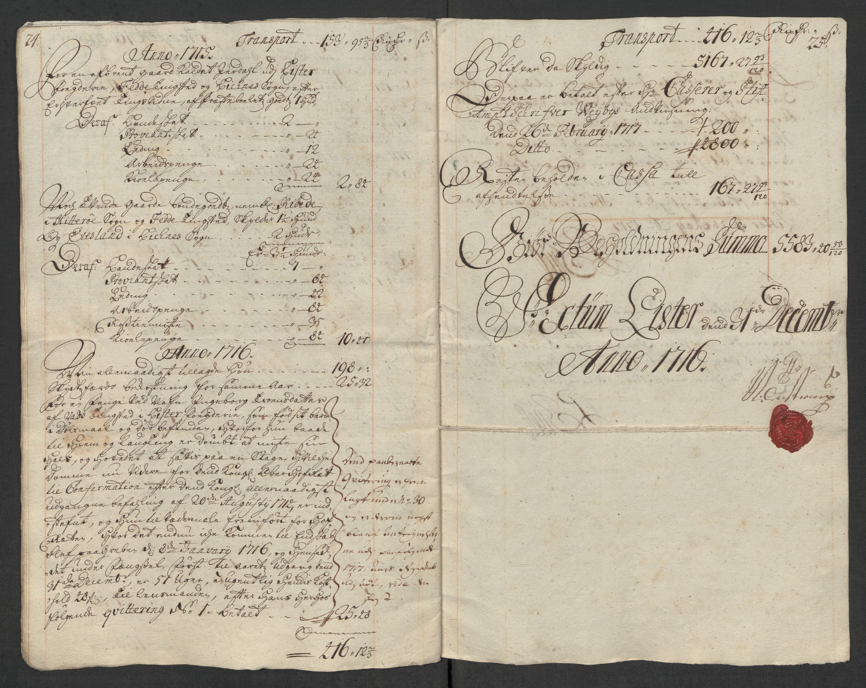 Rentekammeret inntil 1814, Reviderte regnskaper, Fogderegnskap, RA/EA-4092/R43/L2560: Fogderegnskap Lista og Mandal, 1716, s. 16