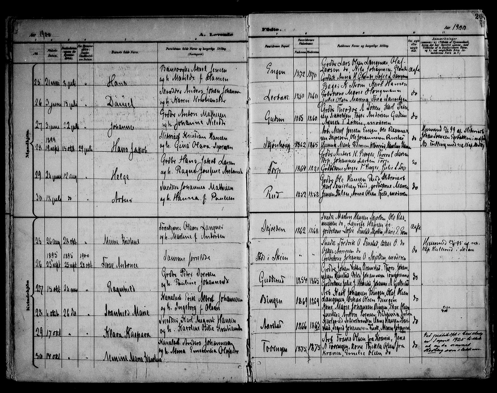 Askim prestekontor Kirkebøker, AV/SAO-A-10900/F/Fa/L0008: Ministerialbok nr. 8, 1898-1912, s. 20