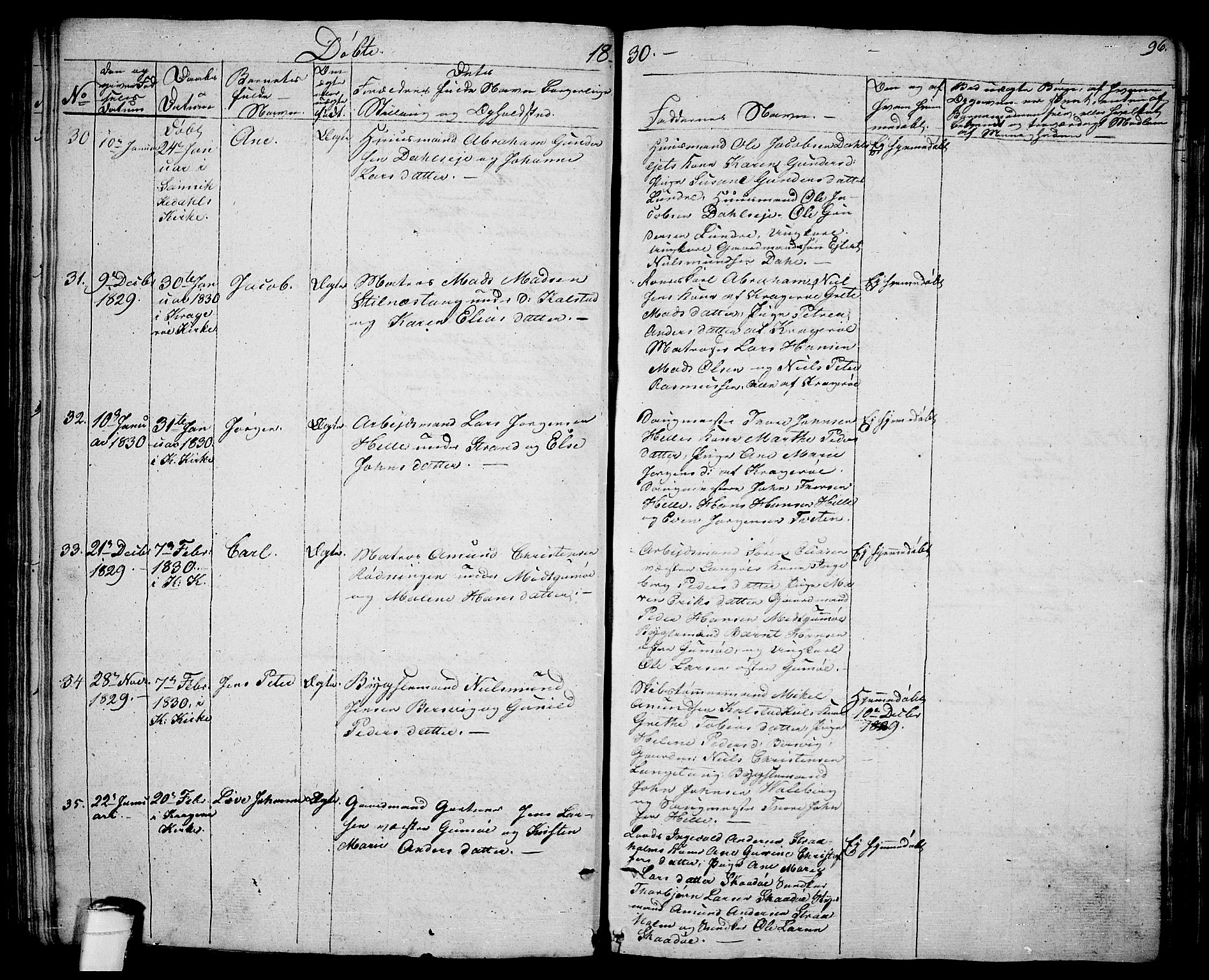 Sannidal kirkebøker, AV/SAKO-A-296/F/Fa/L0005: Ministerialbok nr. 5, 1823-1830, s. 96