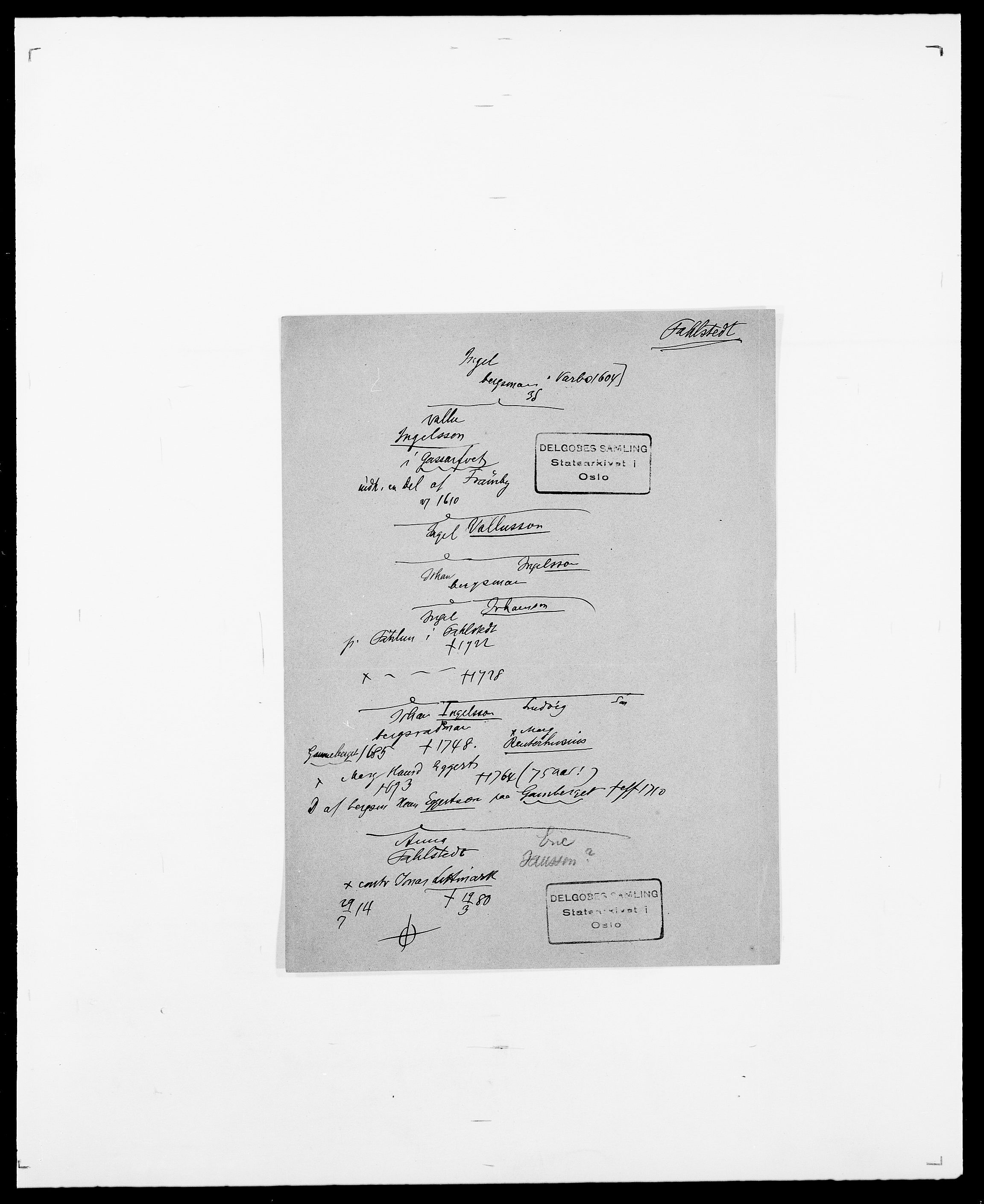 Delgobe, Charles Antoine - samling, AV/SAO-PAO-0038/D/Da/L0011: Fahlander - Flood, Flod, s. 8