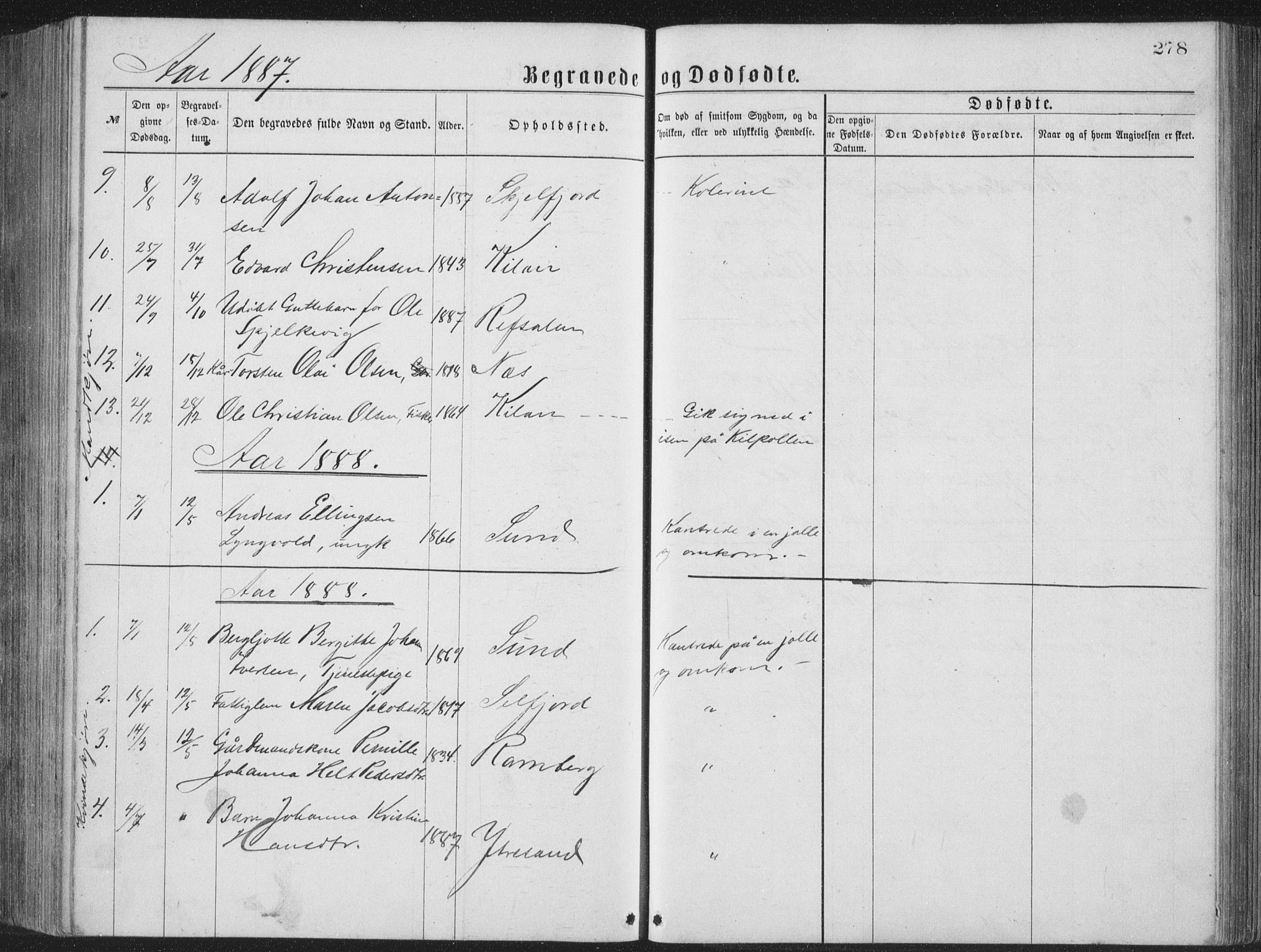 Ministerialprotokoller, klokkerbøker og fødselsregistre - Nordland, AV/SAT-A-1459/885/L1213: Klokkerbok nr. 885C02, 1874-1892, s. 278