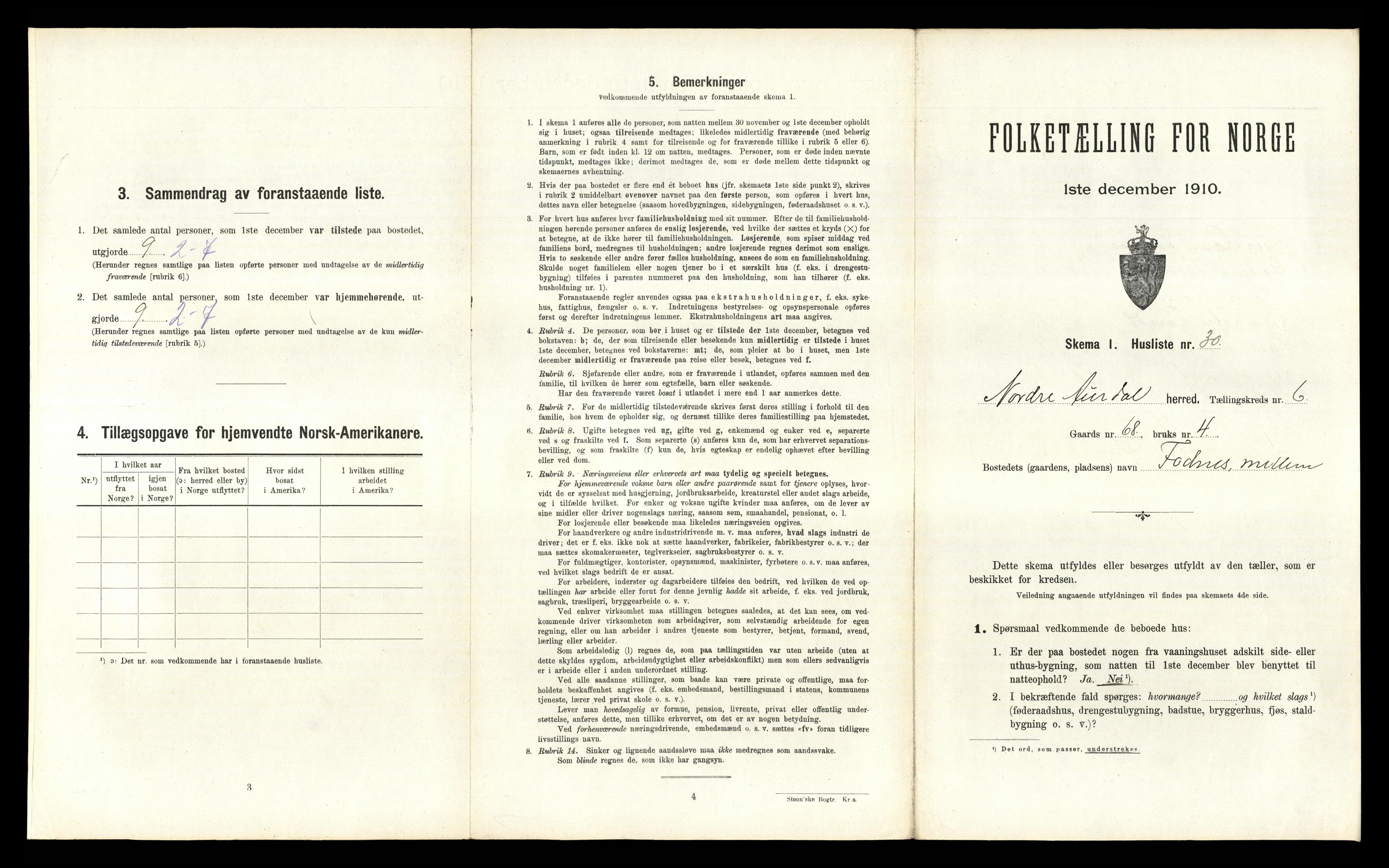 RA, Folketelling 1910 for 0542 Nord-Aurdal herred, 1910, s. 933