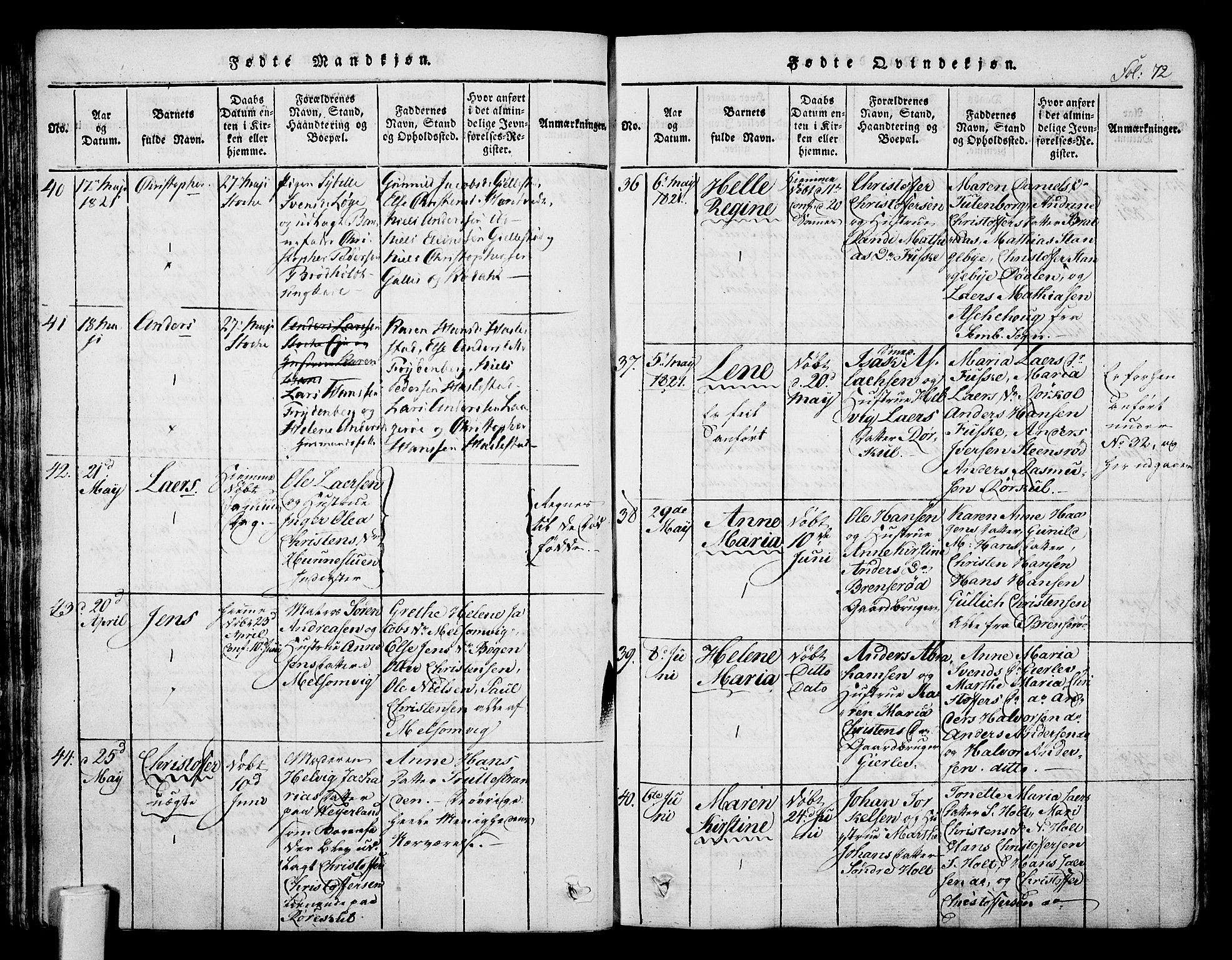 Stokke kirkebøker, AV/SAKO-A-320/F/Fa/L0005: Ministerialbok nr. I 5, 1815-1826, s. 72