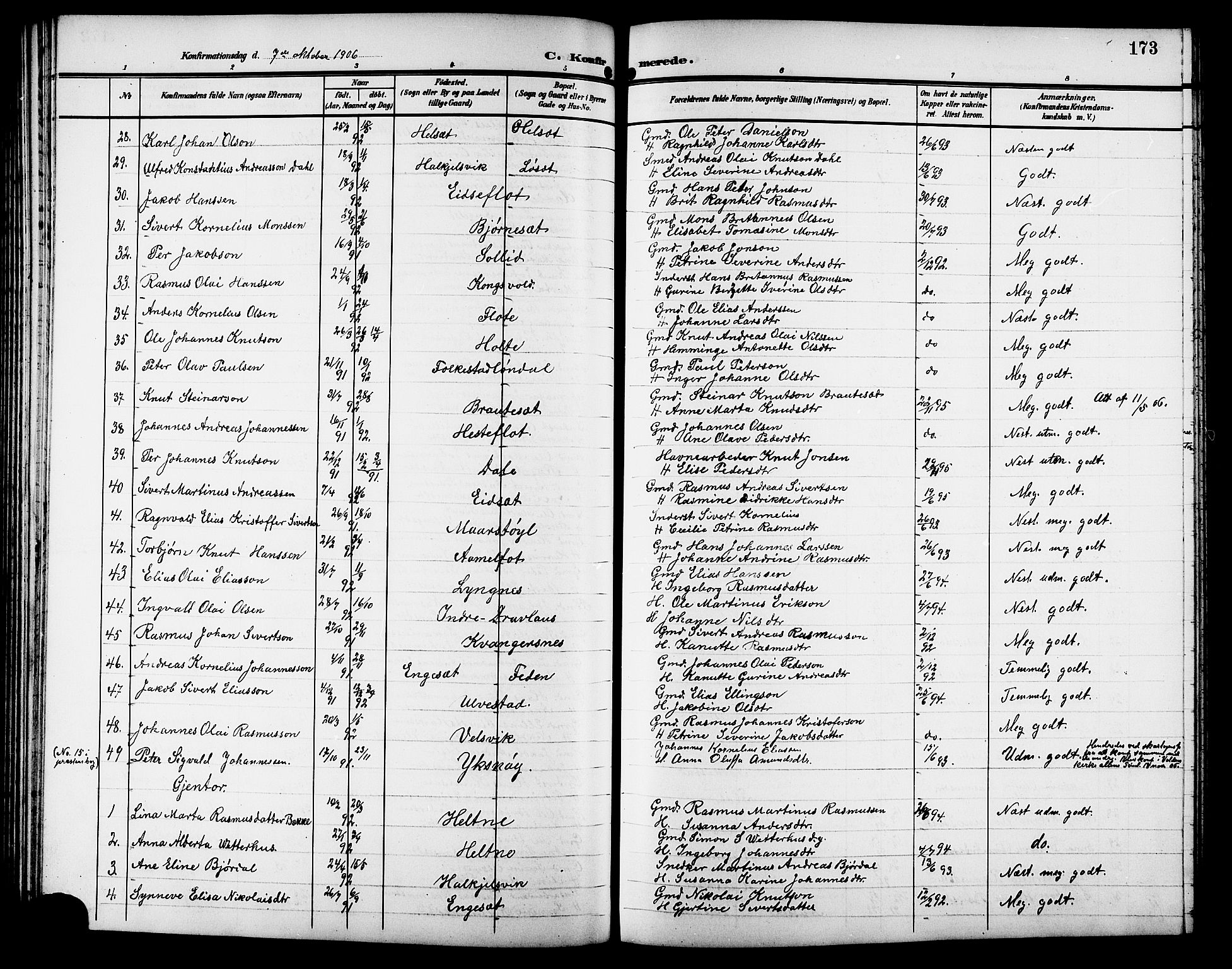 Ministerialprotokoller, klokkerbøker og fødselsregistre - Møre og Romsdal, AV/SAT-A-1454/511/L0159: Klokkerbok nr. 511C05, 1902-1920, s. 173