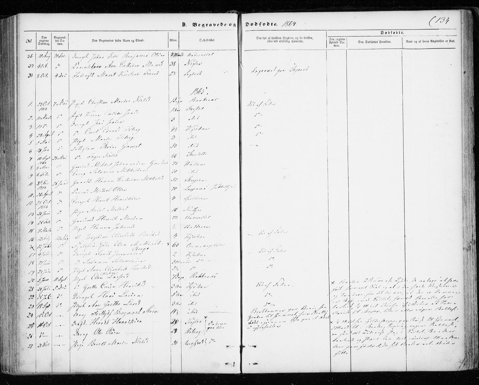 Skjervøy sokneprestkontor, AV/SATØ-S-1300/H/Ha/Haa/L0011kirke: Ministerialbok nr. 11, 1861-1877, s. 134