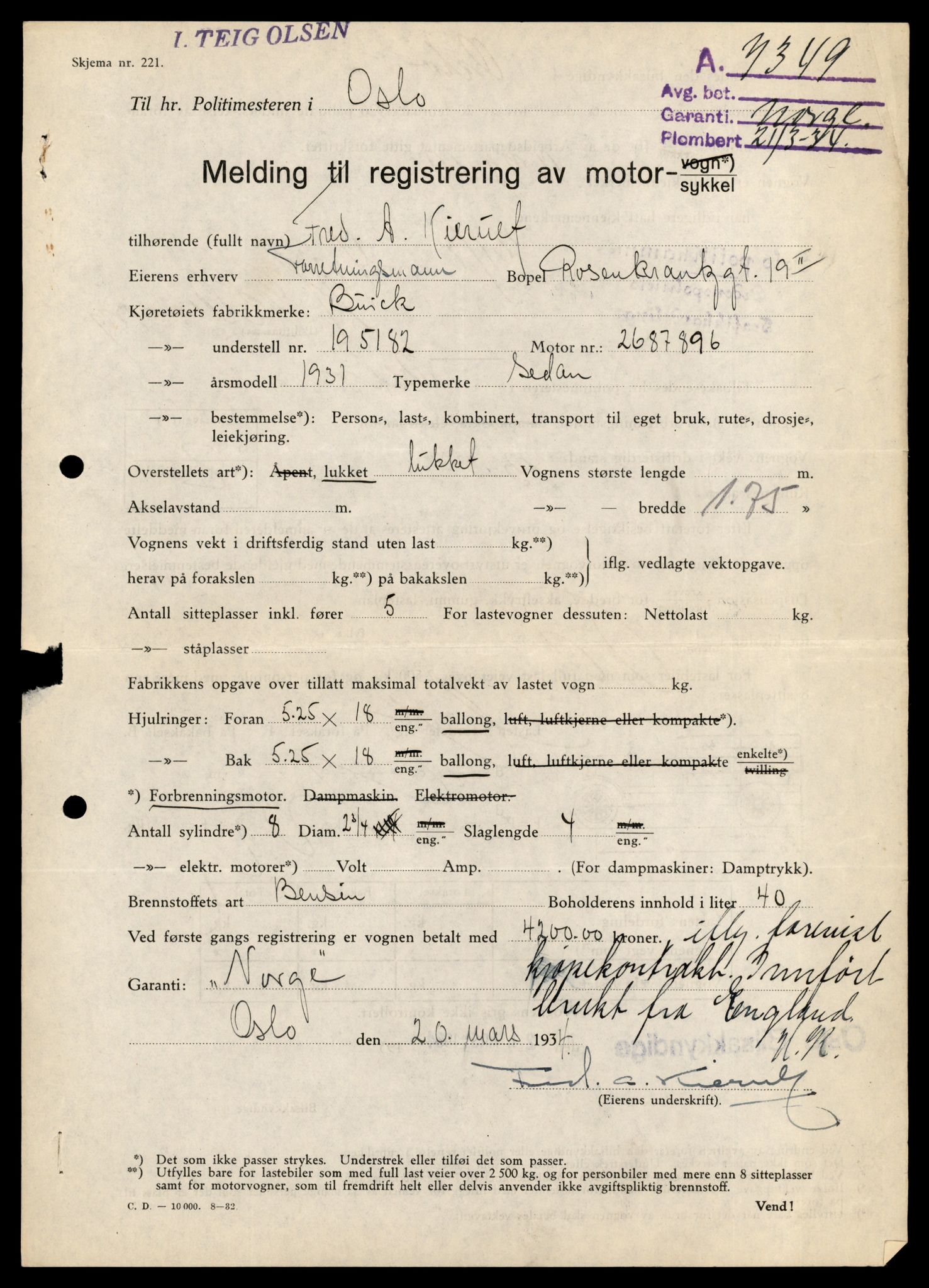 Møre og Romsdal vegkontor - Ålesund trafikkstasjon, AV/SAT-A-4099/F/Fe/L0044: Registreringskort for kjøretøy T 14205 - T 14319, 1927-1998, s. 2537