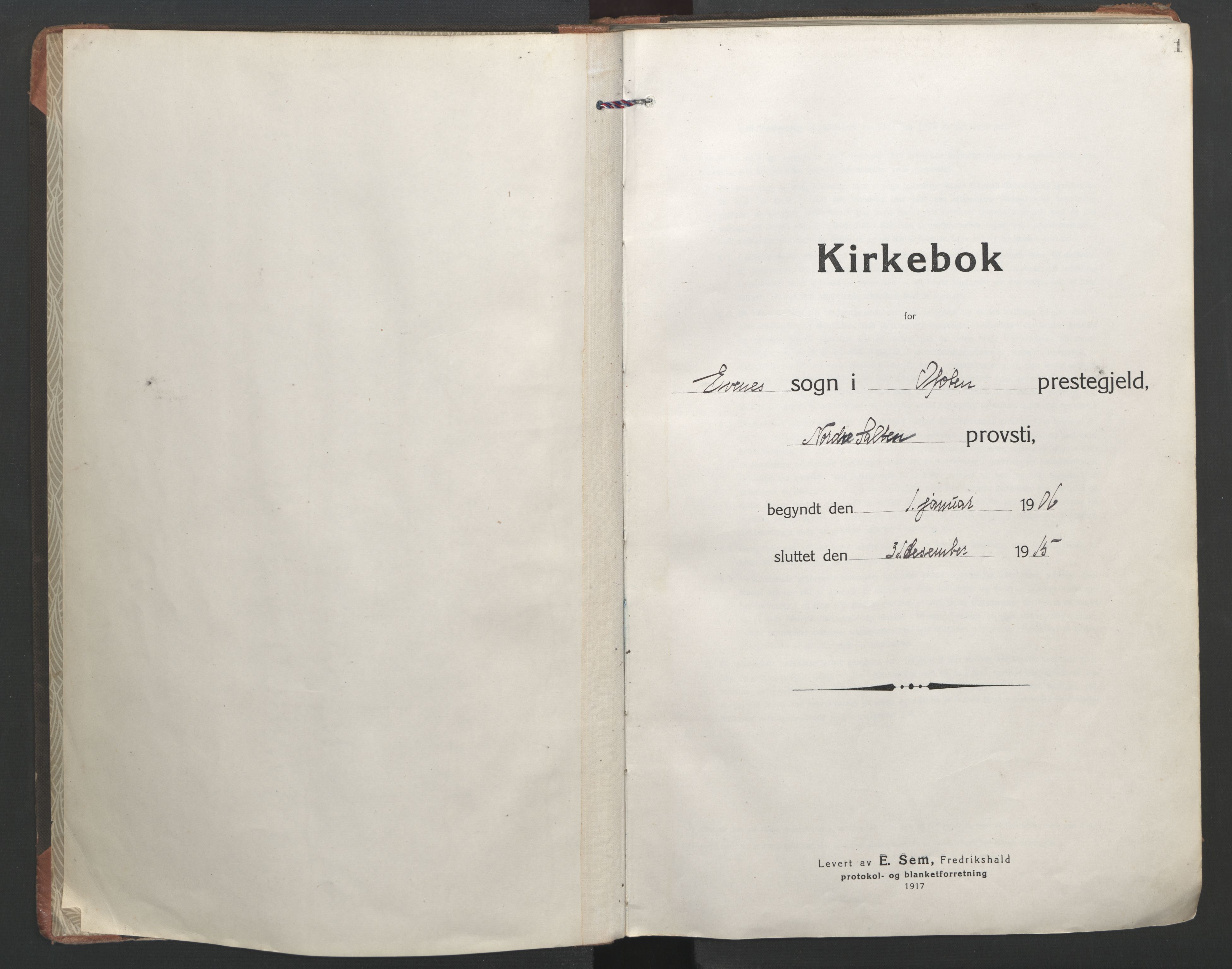 Ministerialprotokoller, klokkerbøker og fødselsregistre - Nordland, SAT/A-1459/863/L0900: Ministerialbok nr. 863A12, 1906-1915, s. 1