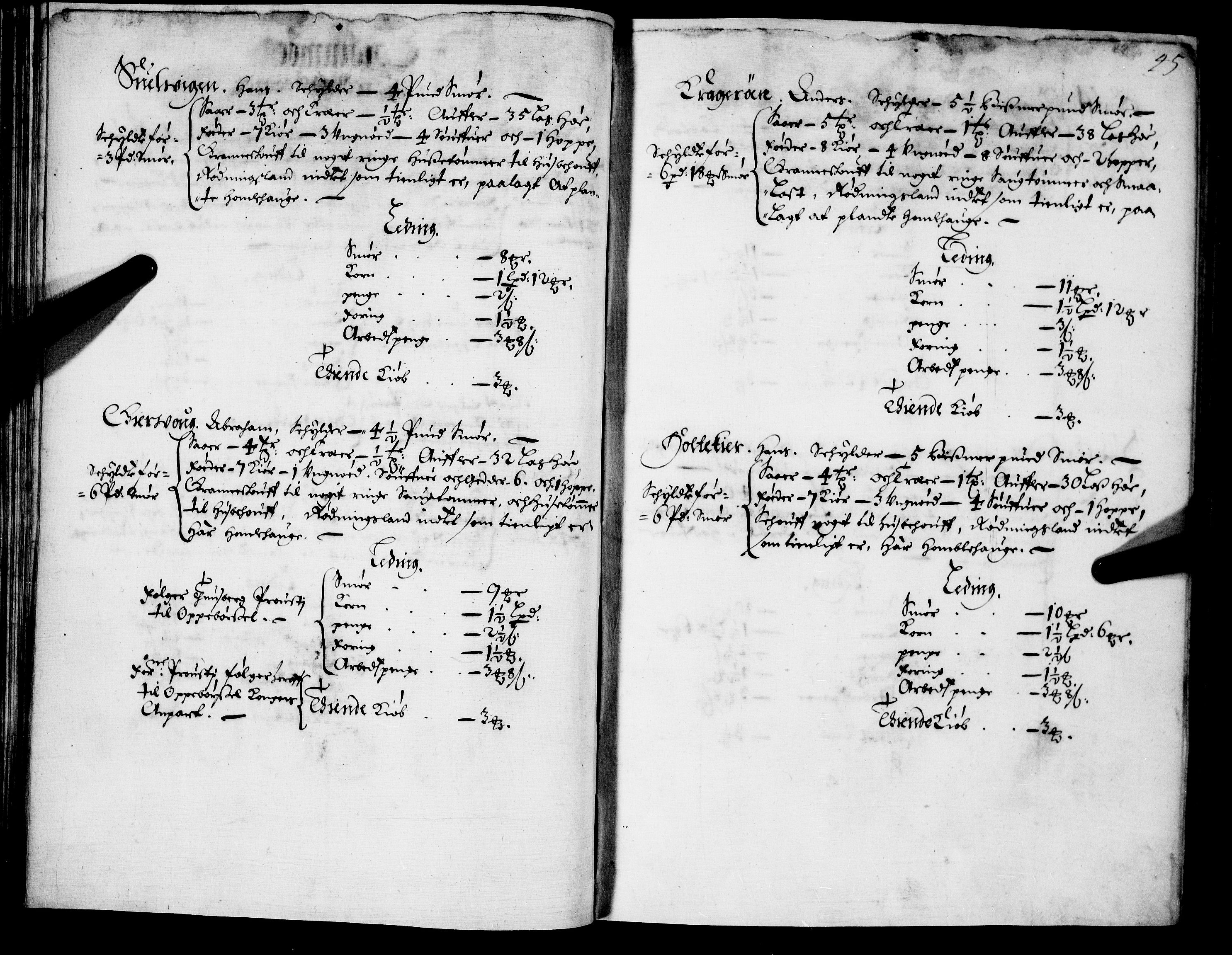 Rentekammeret inntil 1814, Realistisk ordnet avdeling, AV/RA-EA-4070/N/Nb/Nba/L0021: Brunla len, 1667, s. 44b-45a