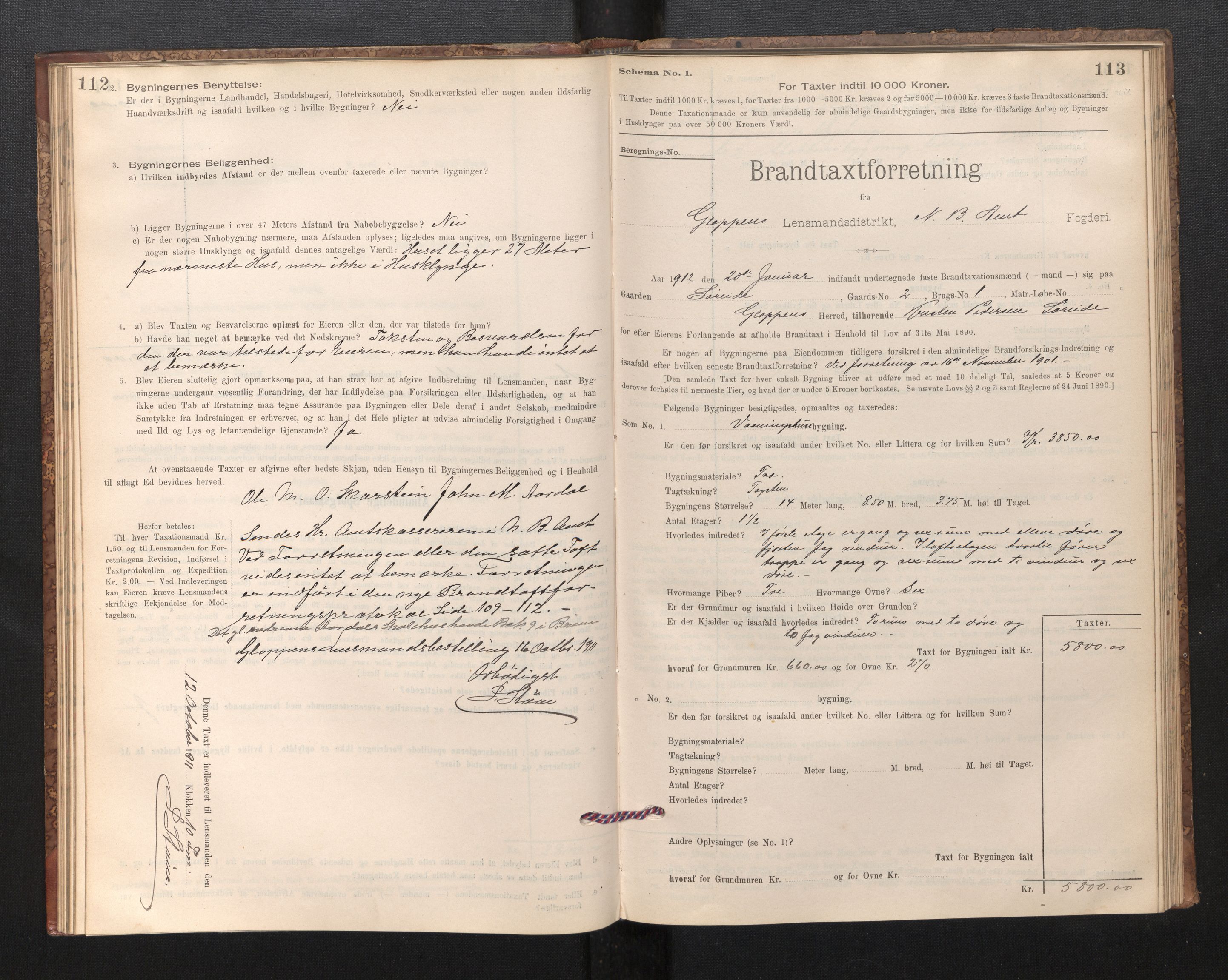 Lensmannen i Gloppen og Breim, SAB/A-27801/0012/L0003: Branntakstprotokoll, skjematakst, 1894-1931, s. 112-113