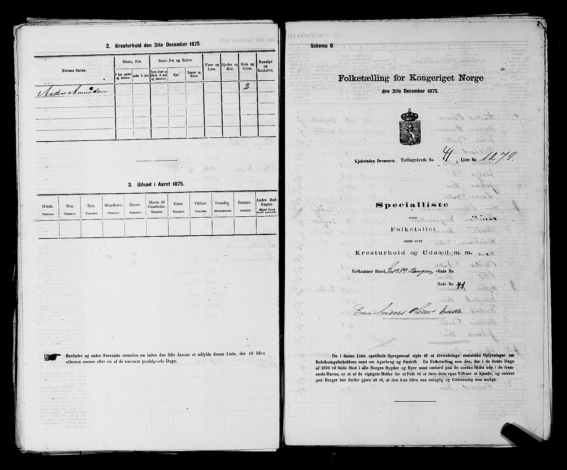SAKO, Folketelling 1875 for 0602 Drammen kjøpstad, 1875, s. 3493