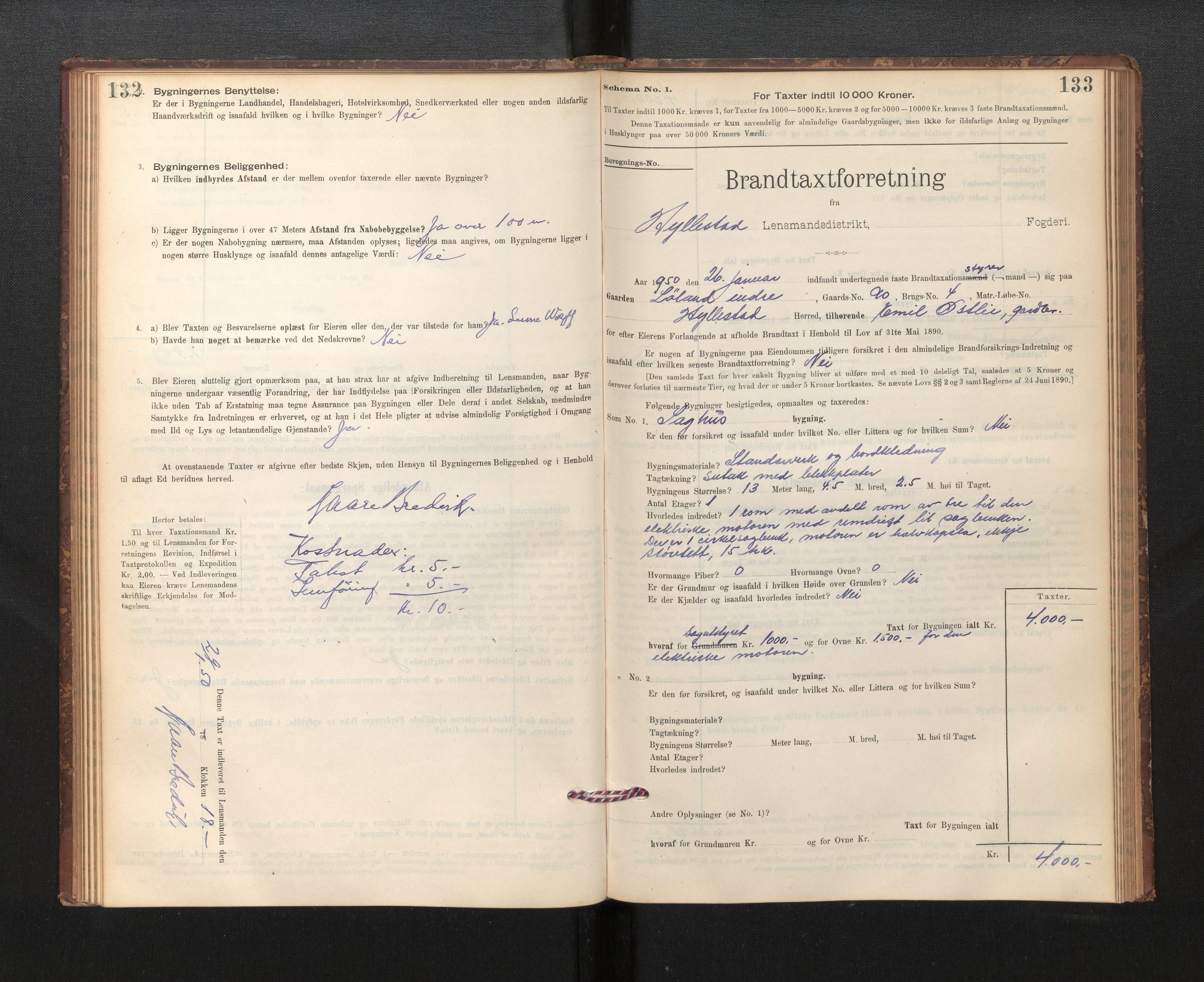 Lensmannen i Hyllestad, SAB/A-28301/0012/L0004: Branntakstprotokoll, skjematakst, 1894-1950, s. 132-133