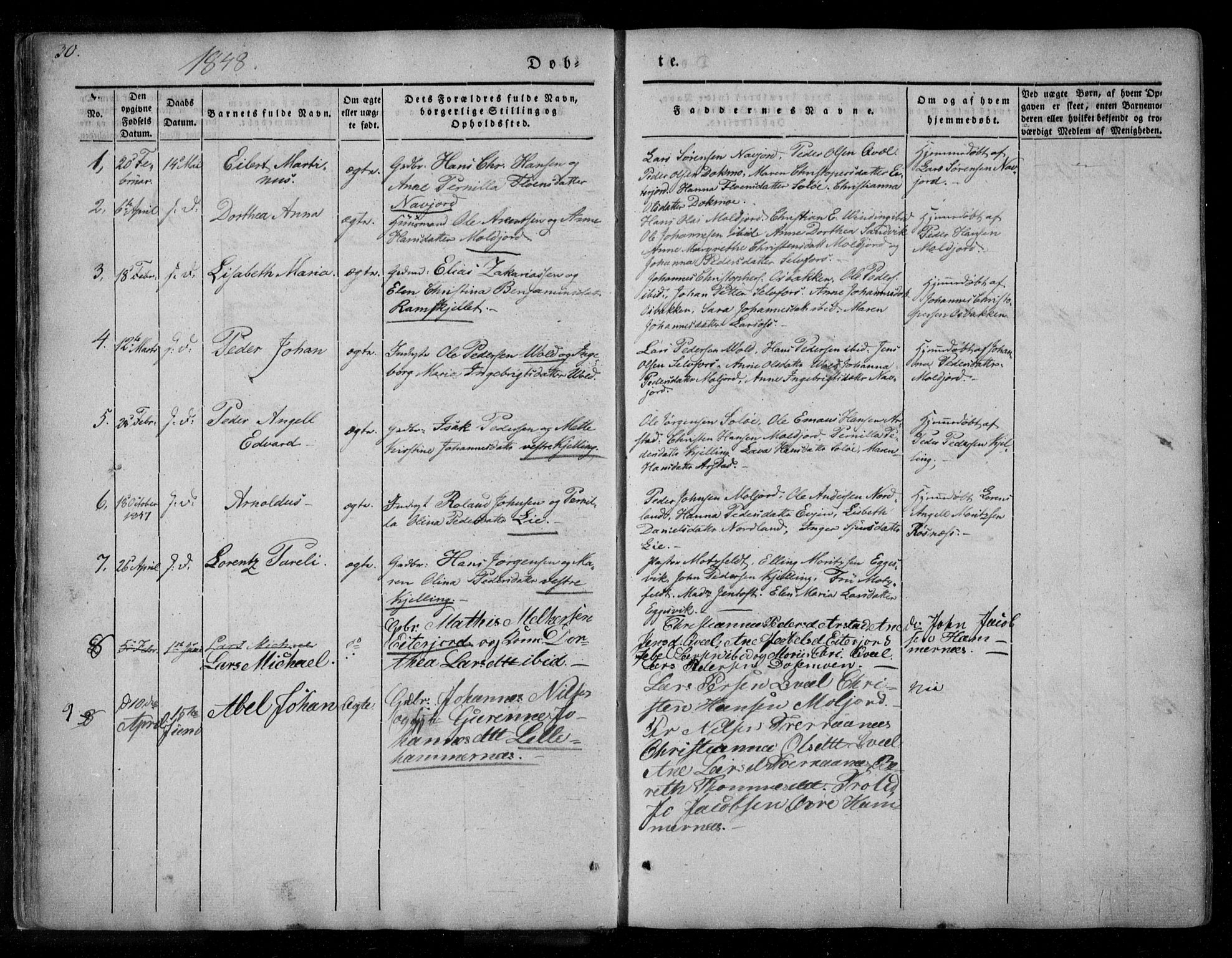 Ministerialprotokoller, klokkerbøker og fødselsregistre - Nordland, SAT/A-1459/846/L0644: Ministerialbok nr. 846A02, 1837-1872, s. 30