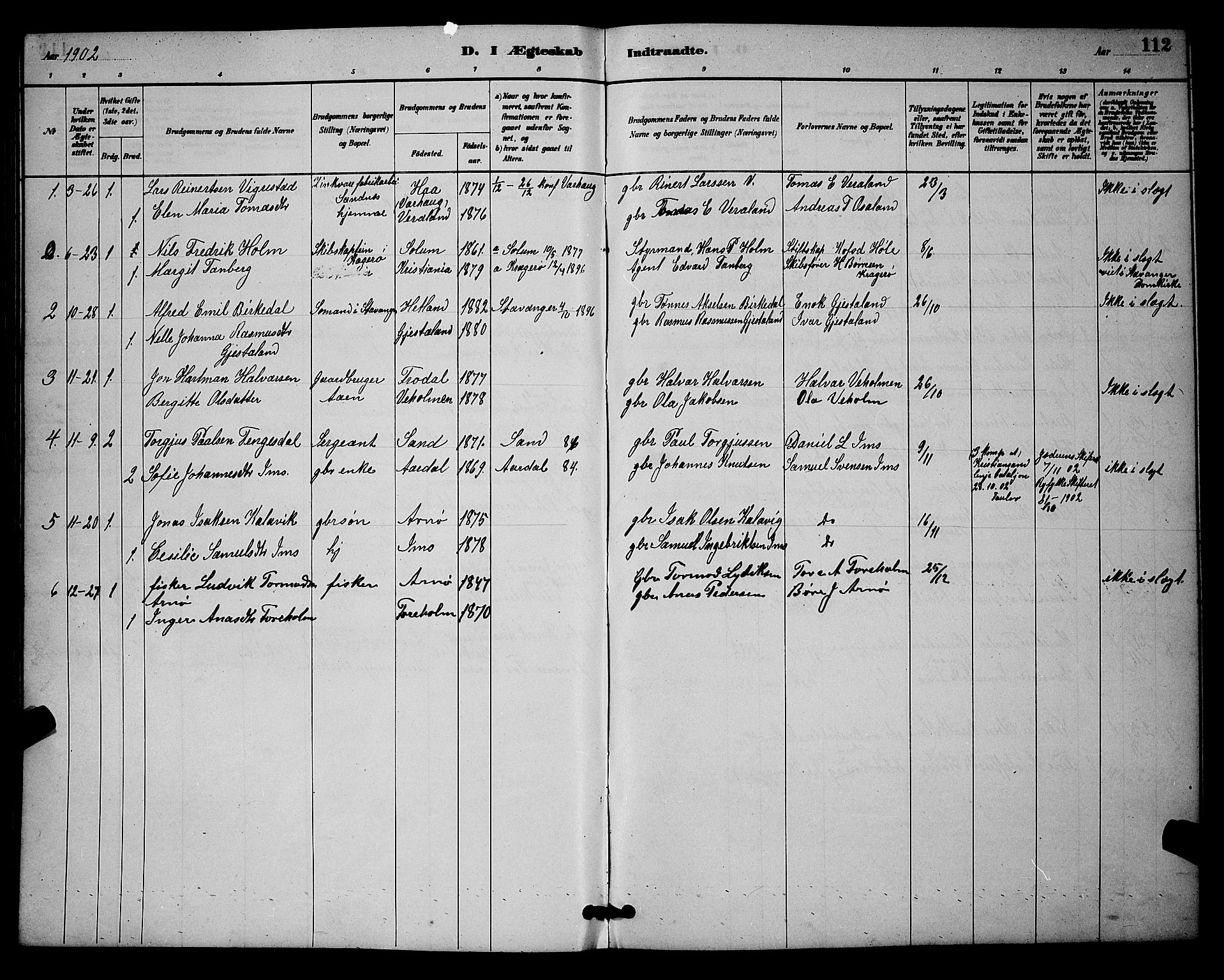 Høgsfjord sokneprestkontor, AV/SAST-A-101624/H/Ha/Hab/L0003: Klokkerbok nr. B 3, 1886-1905, s. 112