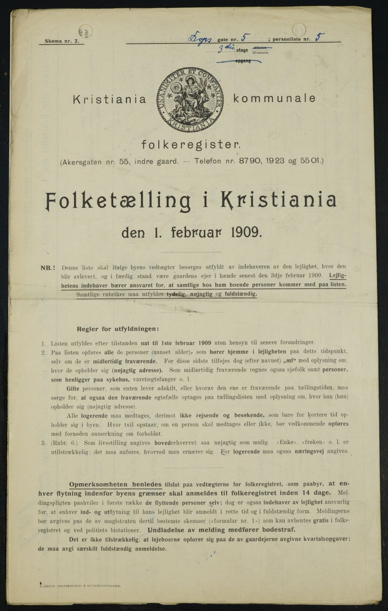 OBA, Kommunal folketelling 1.2.1909 for Kristiania kjøpstad, 1909, s. 14514