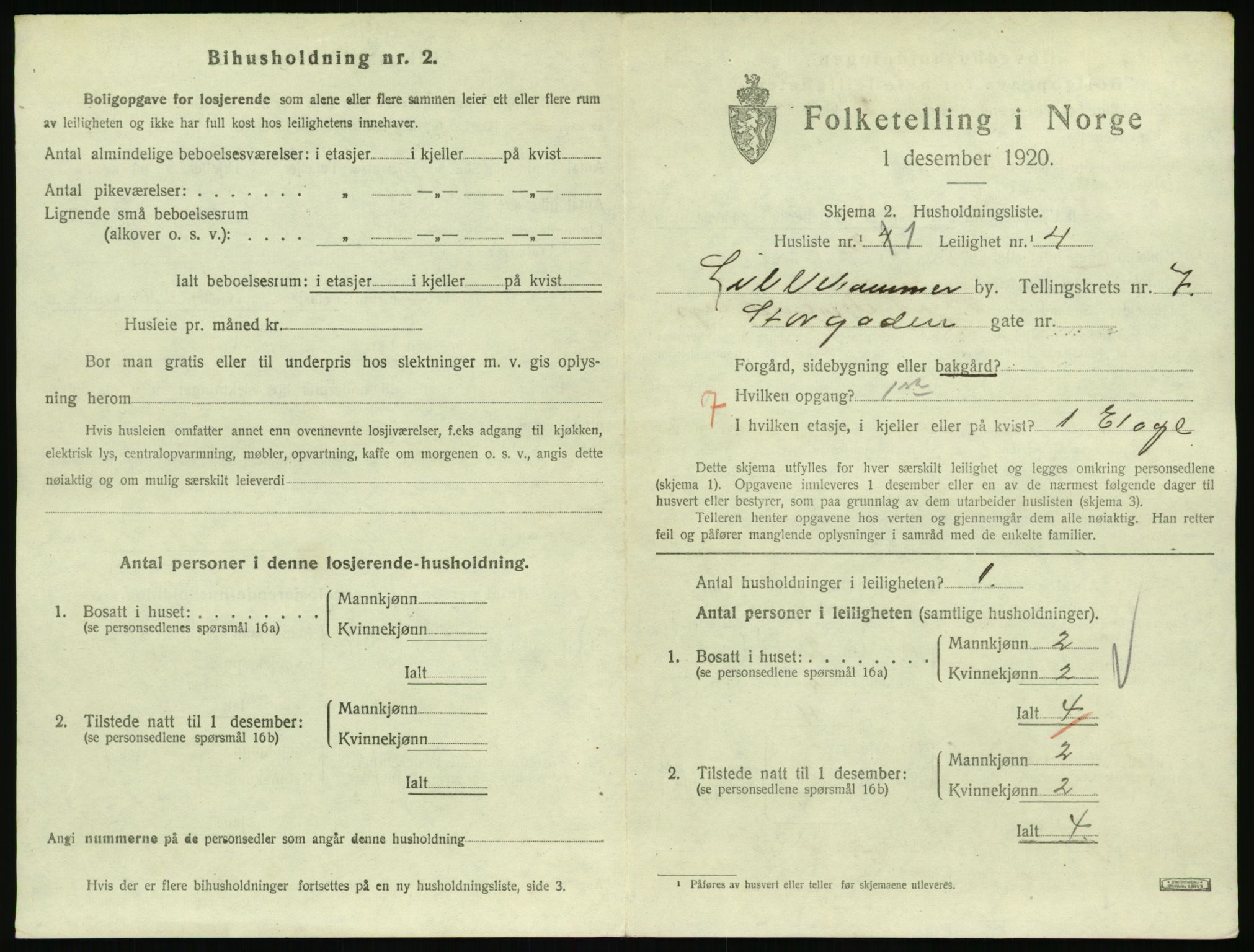 SAH, Folketelling 1920 for 0501 Lillehammer kjøpstad, 1920, s. 2592