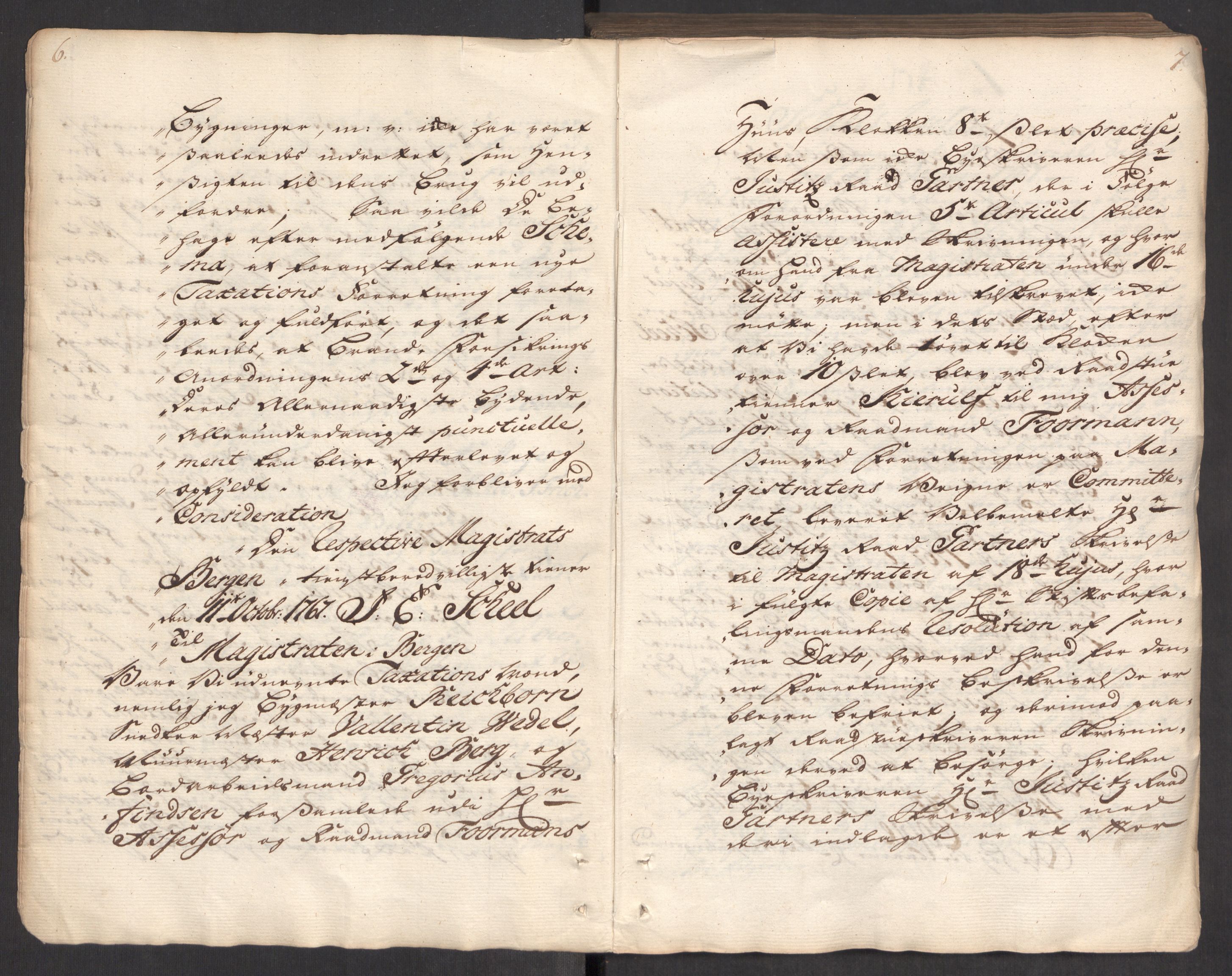 Kommersekollegiet, Brannforsikringskontoret 1767-1814, RA/EA-5458/F/Fa/L0004/0002: Bergen / Branntakstprotokoll, 1767, s. 6-7