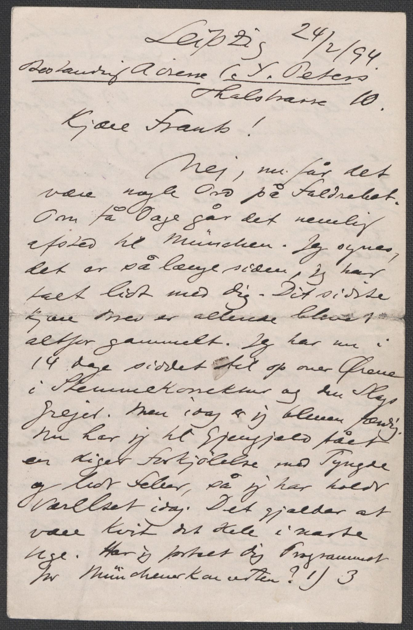 Beyer, Frants, RA/PA-0132/F/L0001: Brev fra Edvard Grieg til Frantz Beyer og "En del optegnelser som kan tjene til kommentar til brevene" av Marie Beyer, 1872-1907, s. 415
