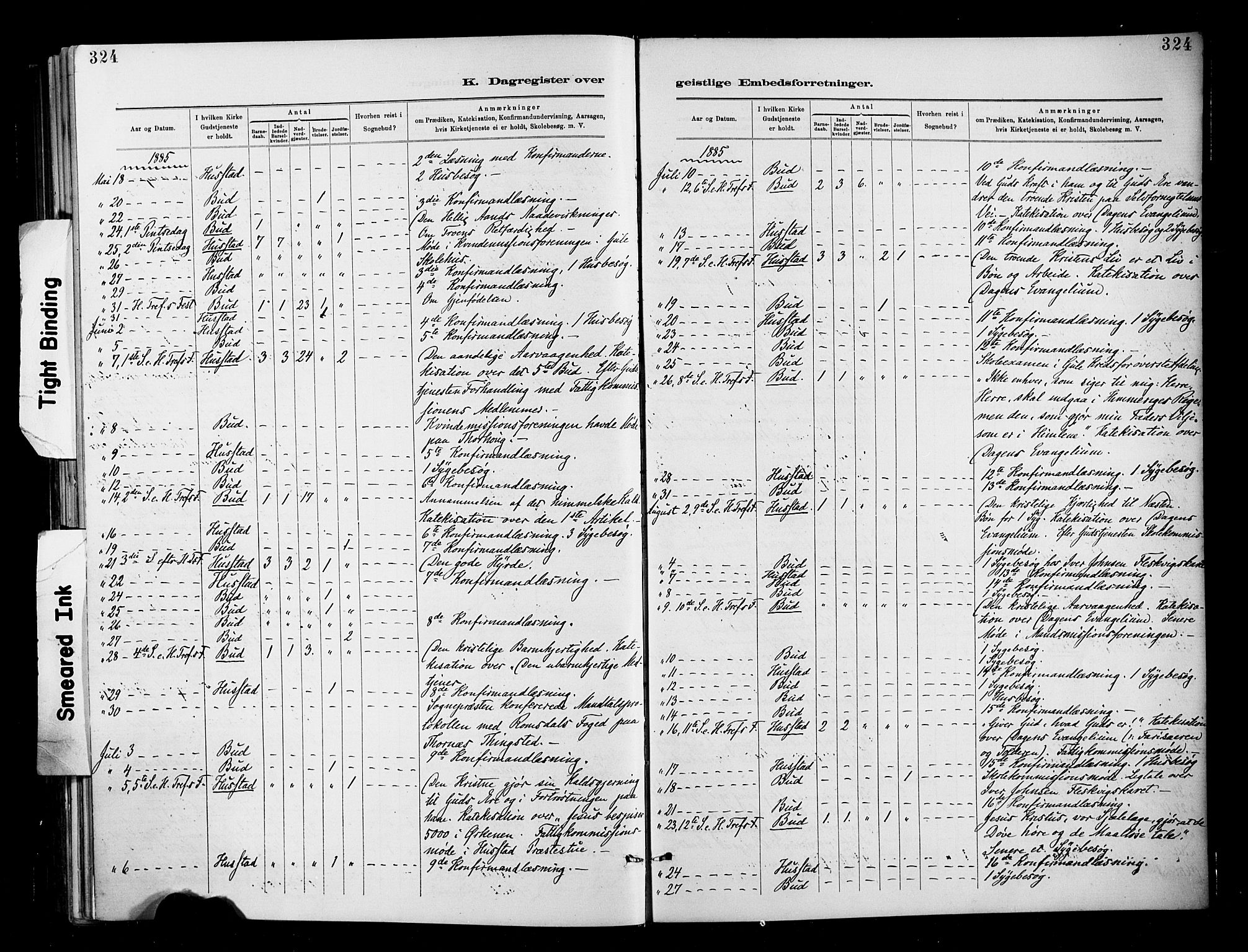 Ministerialprotokoller, klokkerbøker og fødselsregistre - Møre og Romsdal, AV/SAT-A-1454/566/L0769: Ministerialbok nr. 566A08, 1881-1903, s. 324