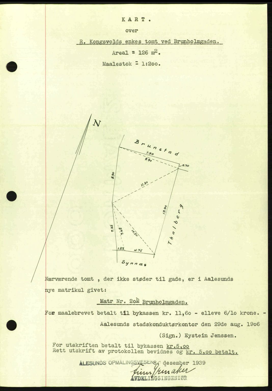 Ålesund byfogd, AV/SAT-A-4384: Pantebok nr. 34 II, 1938-1940, Dagboknr: 1416/1939