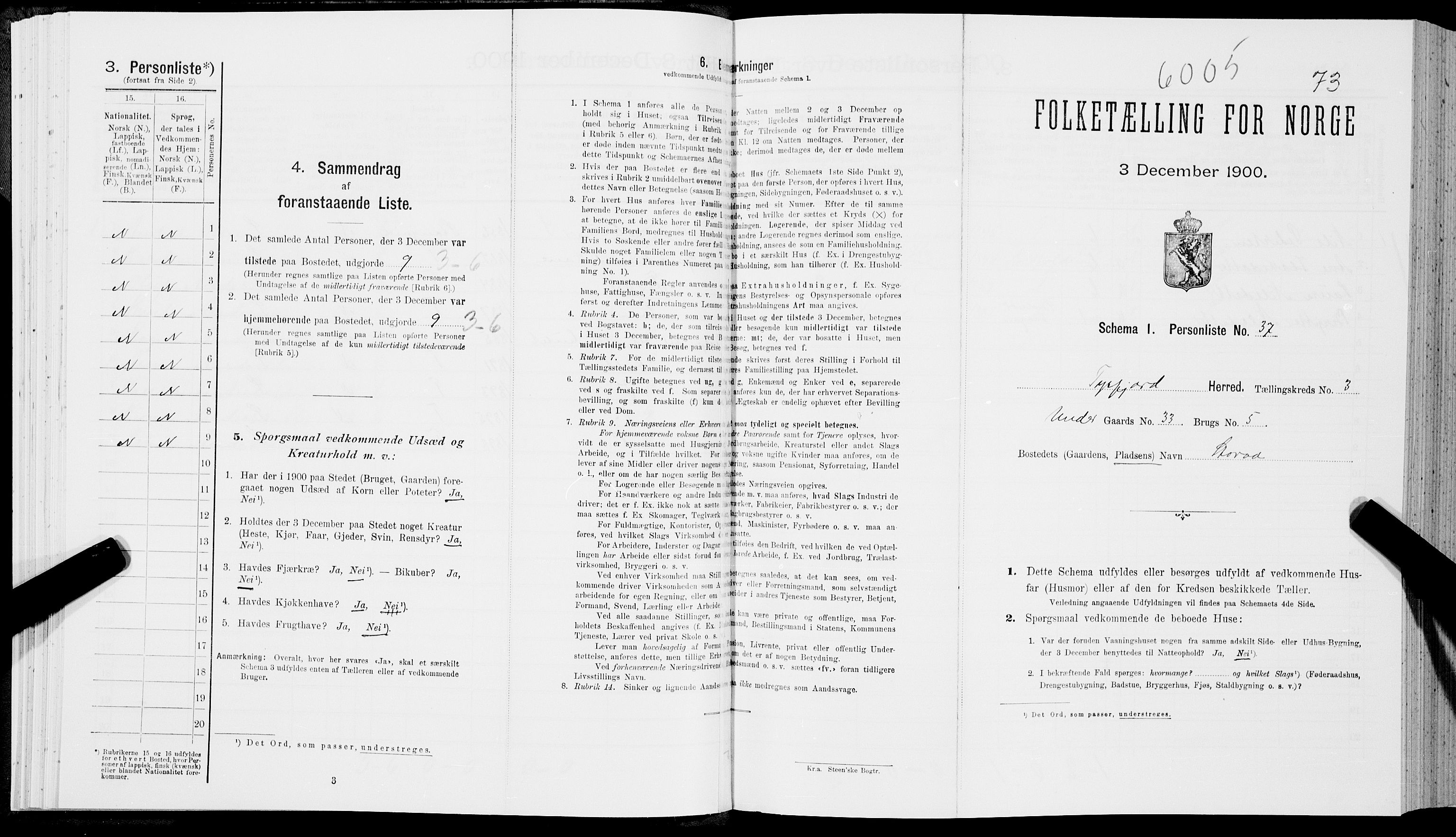 SAT, Folketelling 1900 for 1850 Tysfjord herred, 1900, s. 369