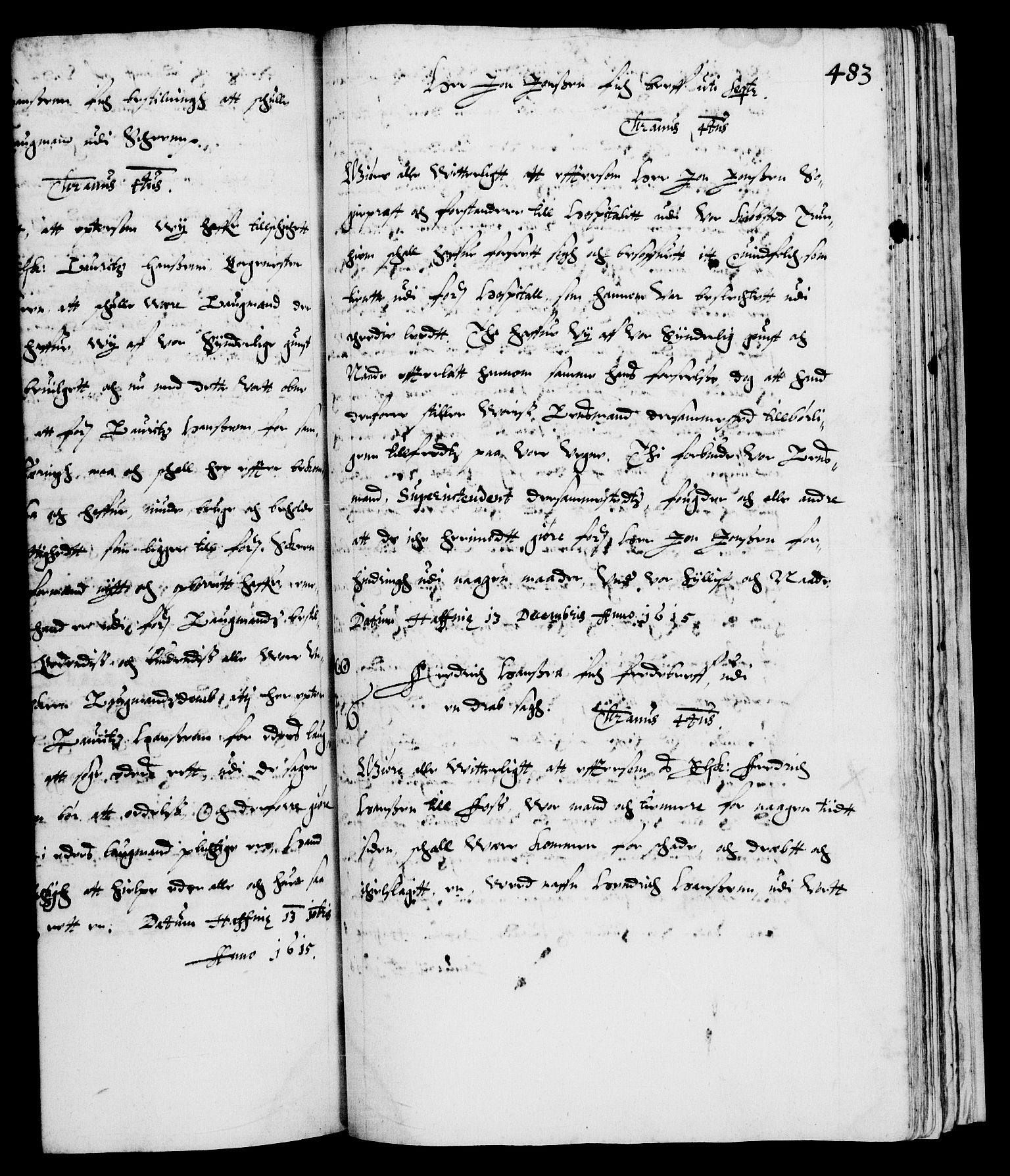 Danske Kanselli 1572-1799, RA/EA-3023/F/Fc/Fca/Fcaa/L0003: Norske registre (mikrofilm), 1596-1616, s. 483a