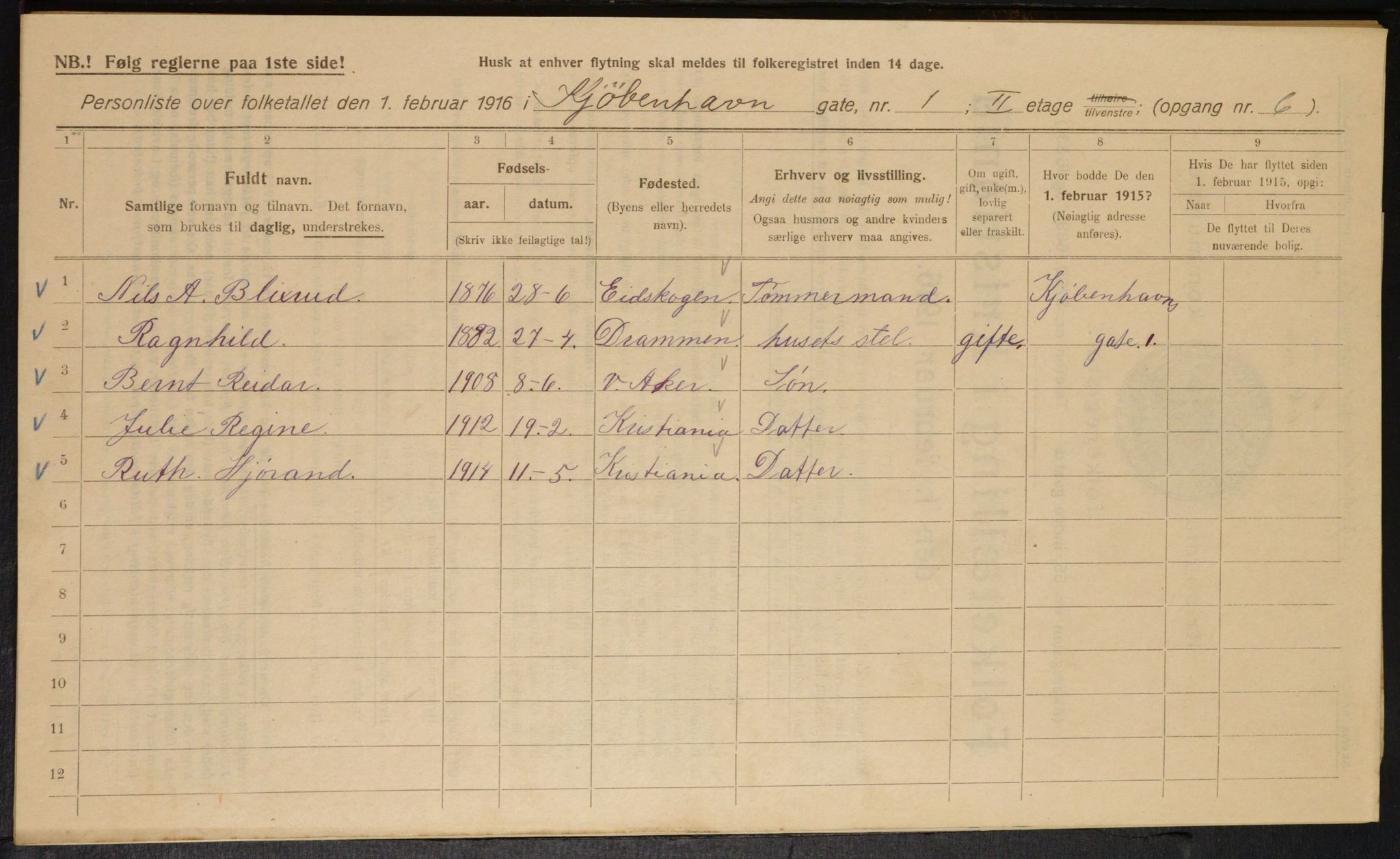 OBA, Kommunal folketelling 1.2.1916 for Kristiania, 1916, s. 56181