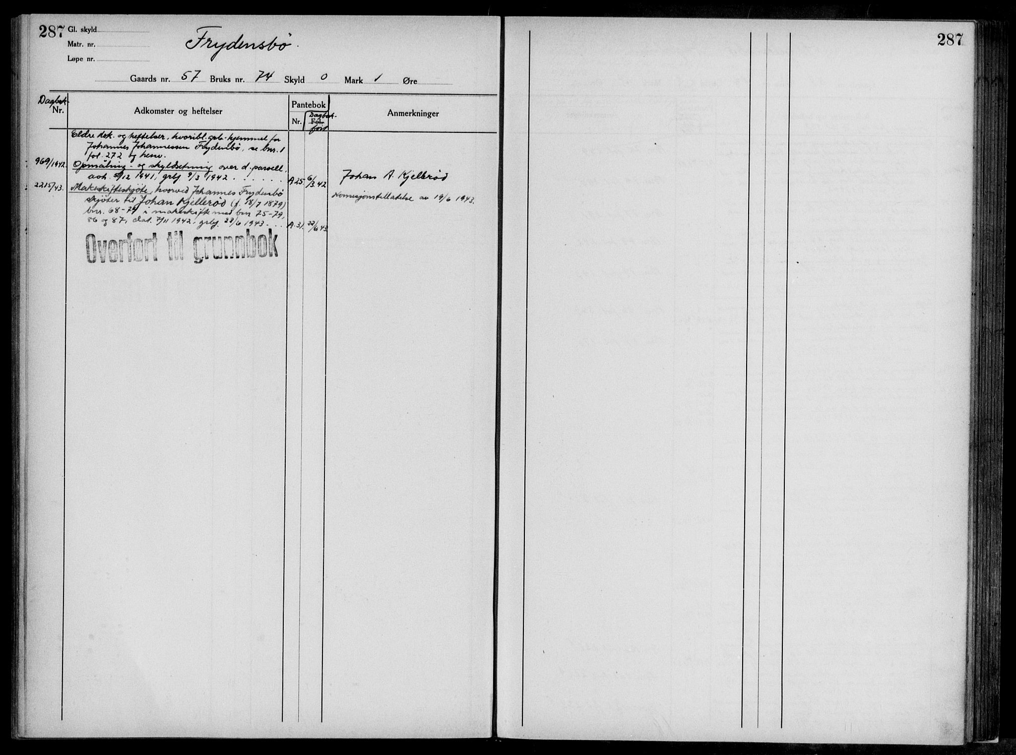 Midhordland sorenskriveri, AV/SAB-A-3001/1/G/Ga/Gab/L0117: Panteregister nr. II.A.b.117, s. 287