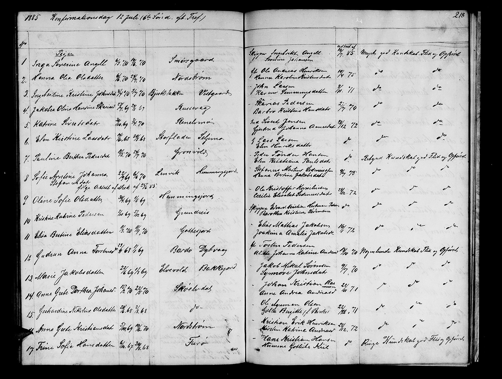 Tranøy sokneprestkontor, SATØ/S-1313/I/Ia/Iab/L0021klokker: Klokkerbok nr. 21, 1861-1886, s. 218