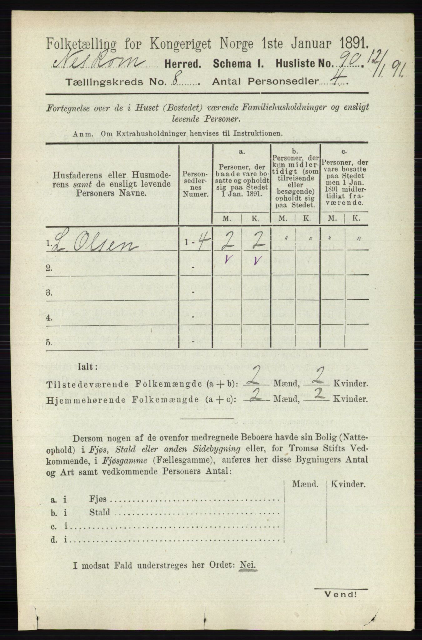 RA, Folketelling 1891 for 0236 Nes herred, 1891, s. 4570
