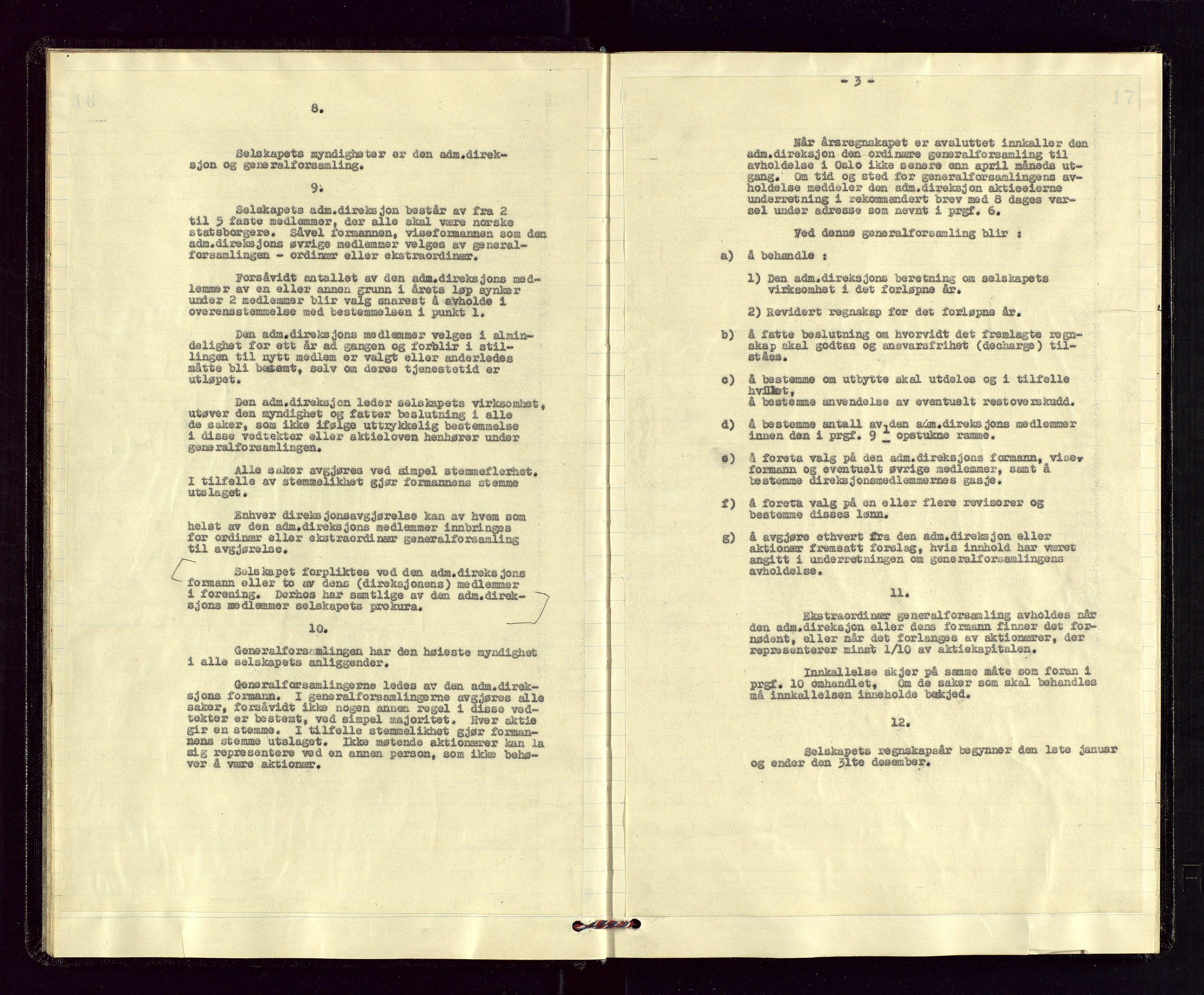 PA 1535 - Norsk-Amerikansk Petroleumscompani A/S, AV/SAST-A-101955/A/Aa/L0001/0002: Styre- og generalforsamlingsprotokoller / Styre - Generalforsamling, 1932-1948, s. 16-17