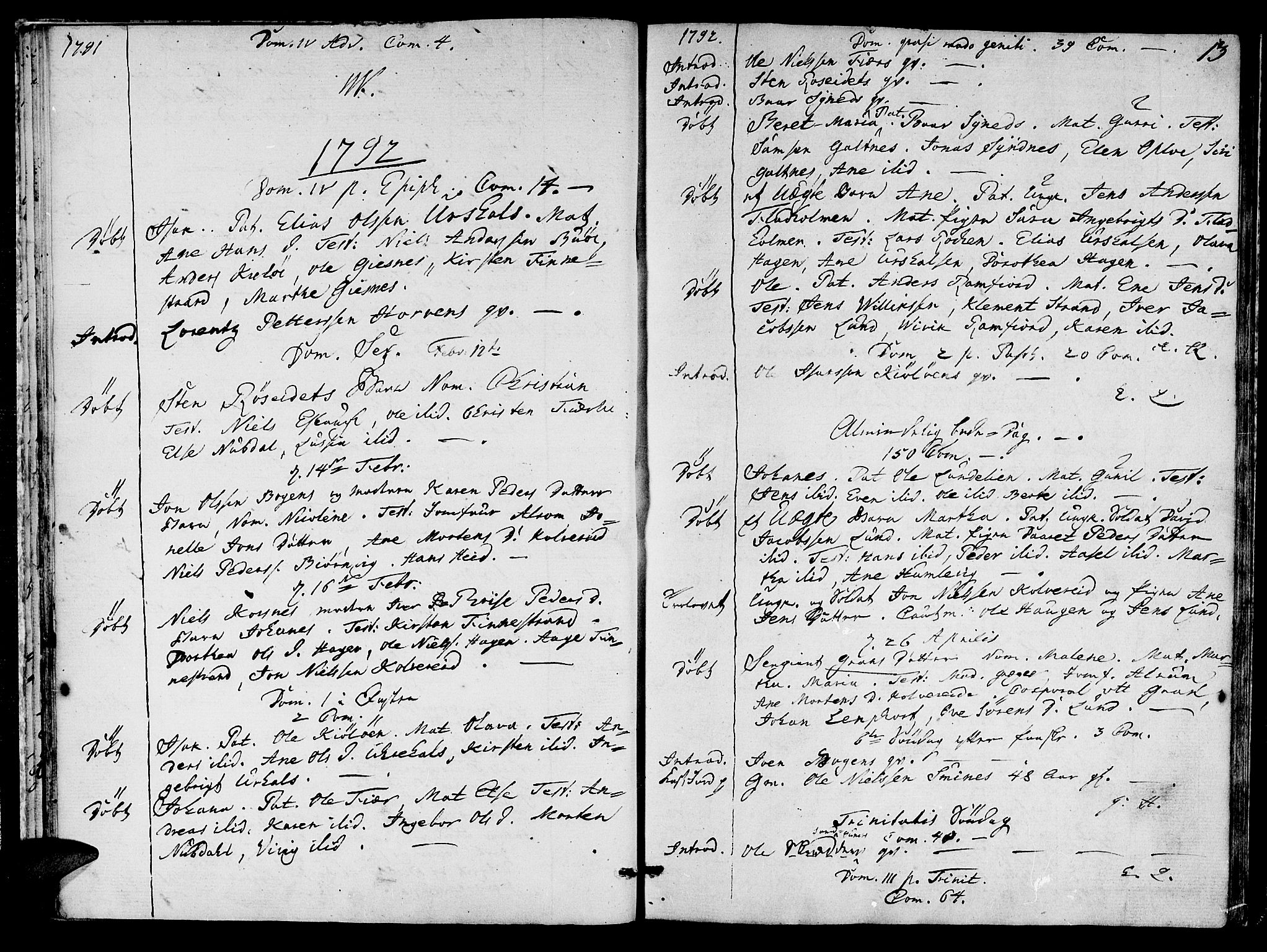 Ministerialprotokoller, klokkerbøker og fødselsregistre - Nord-Trøndelag, AV/SAT-A-1458/780/L0633: Ministerialbok nr. 780A02 /1, 1787-1814, s. 13