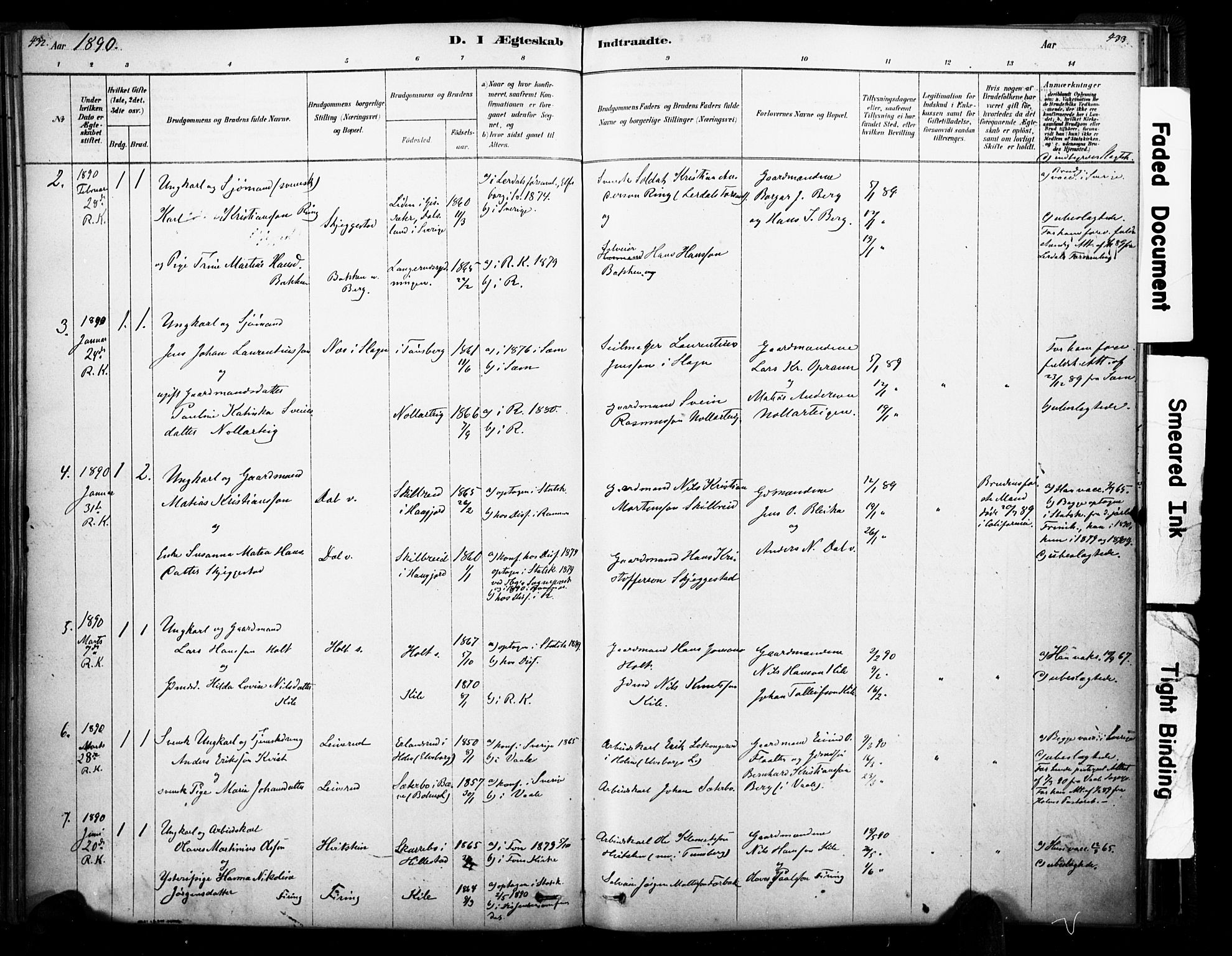 Ramnes kirkebøker, AV/SAKO-A-314/F/Fa/L0007: Ministerialbok nr. I 7, 1878-1895, s. 432-433