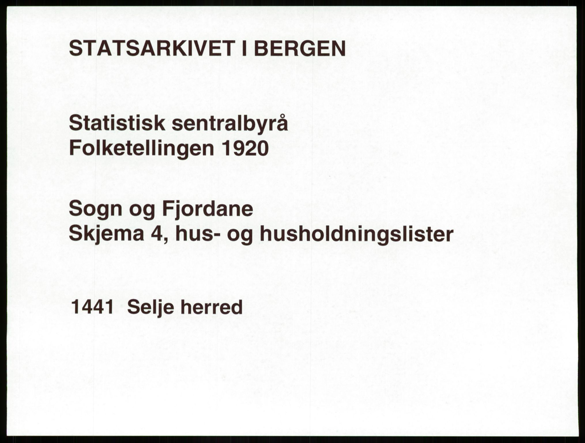 SAB, Folketelling 1920 for 1441 Selje herred, 1920, s. 69