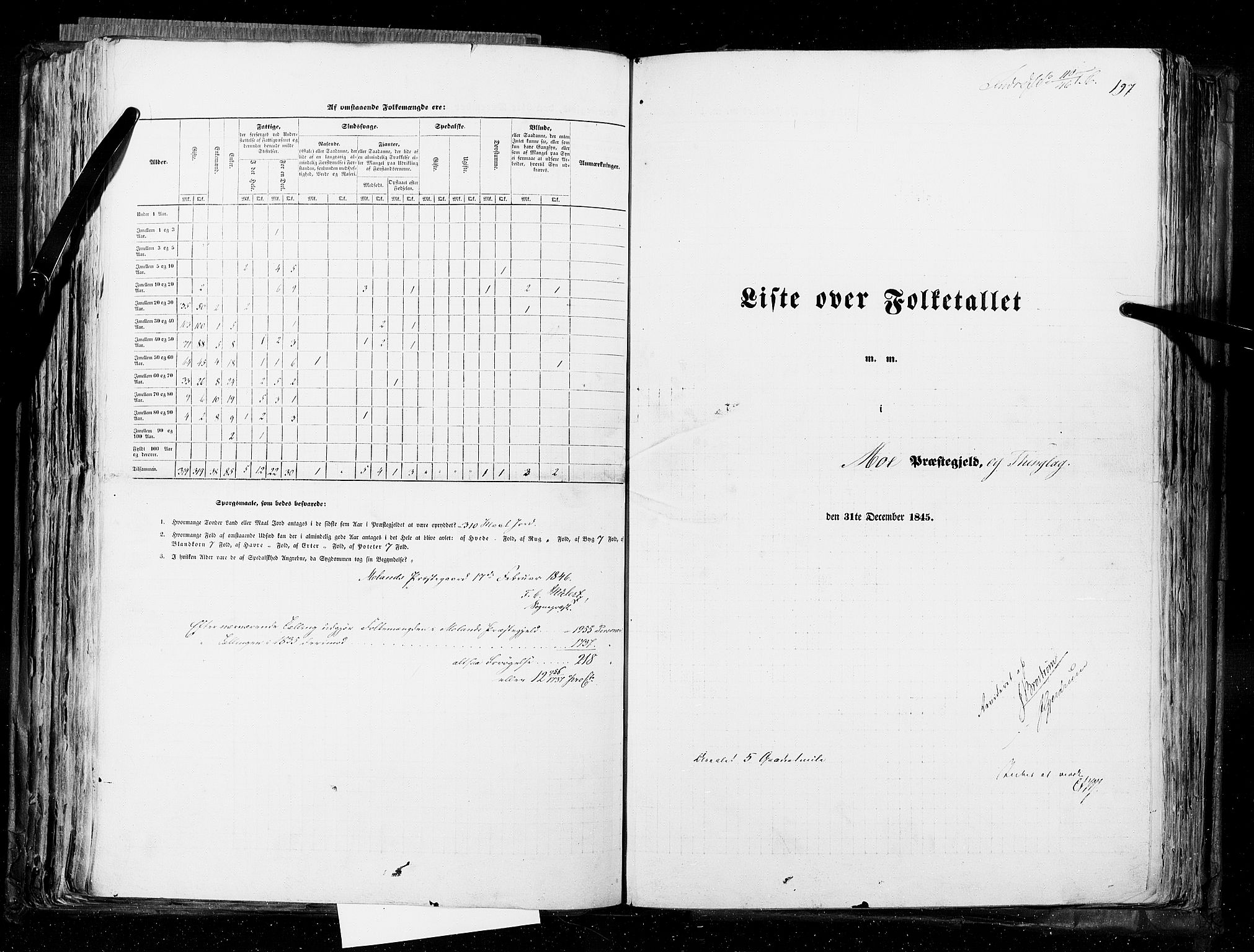 RA, Folketellingen 1845, bind 5: Bratsberg amt og Nedenes og Råbyggelaget amt, 1845, s. 197