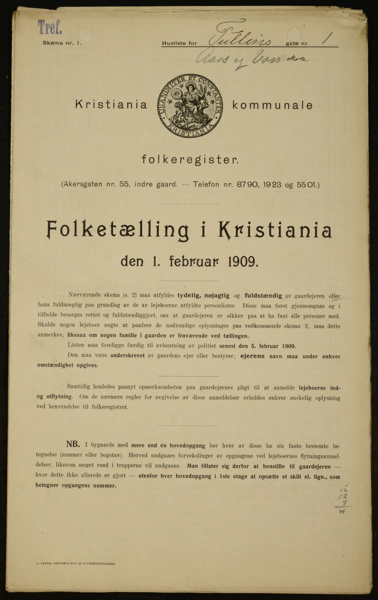 OBA, Kommunal folketelling 1.2.1909 for Kristiania kjøpstad, 1909, s. 106369