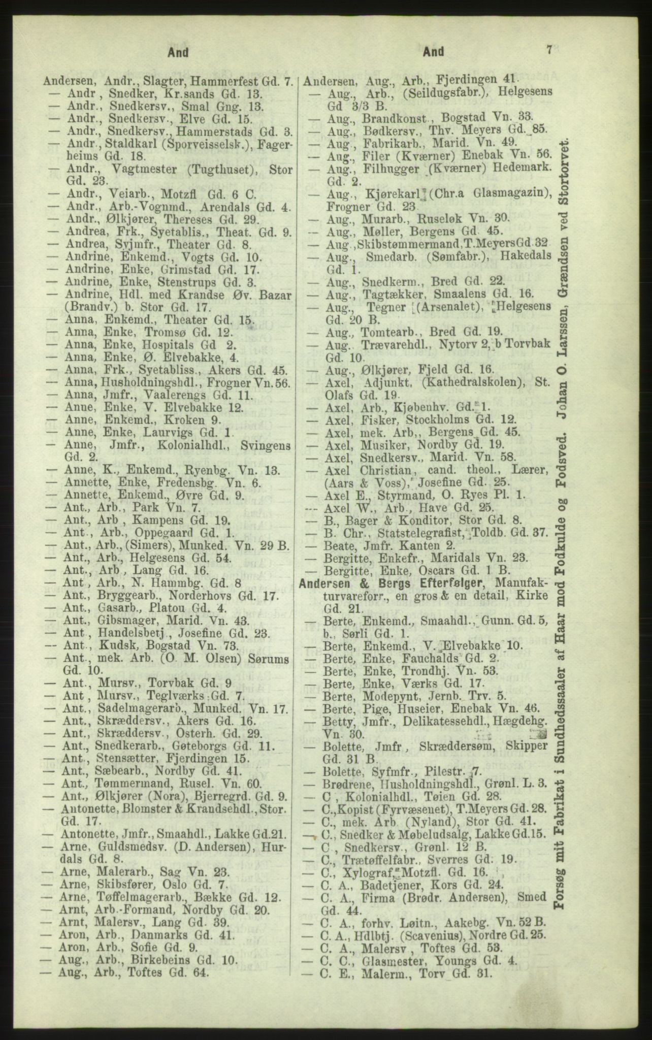 Kristiania/Oslo adressebok, PUBL/-, 1884, s. 7