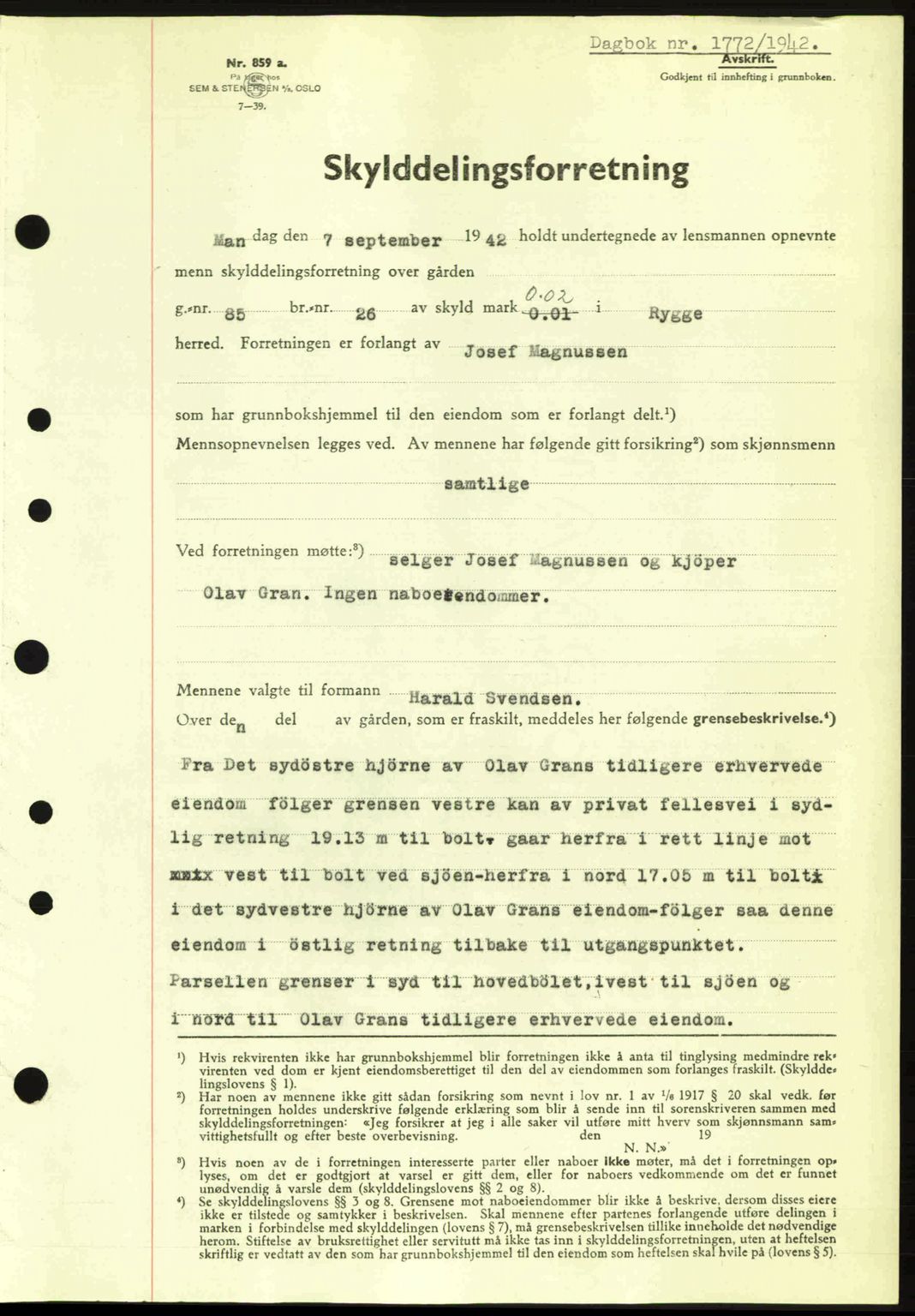 Moss sorenskriveri, SAO/A-10168: Pantebok nr. A10, 1942-1943, Dagboknr: 1772/1942