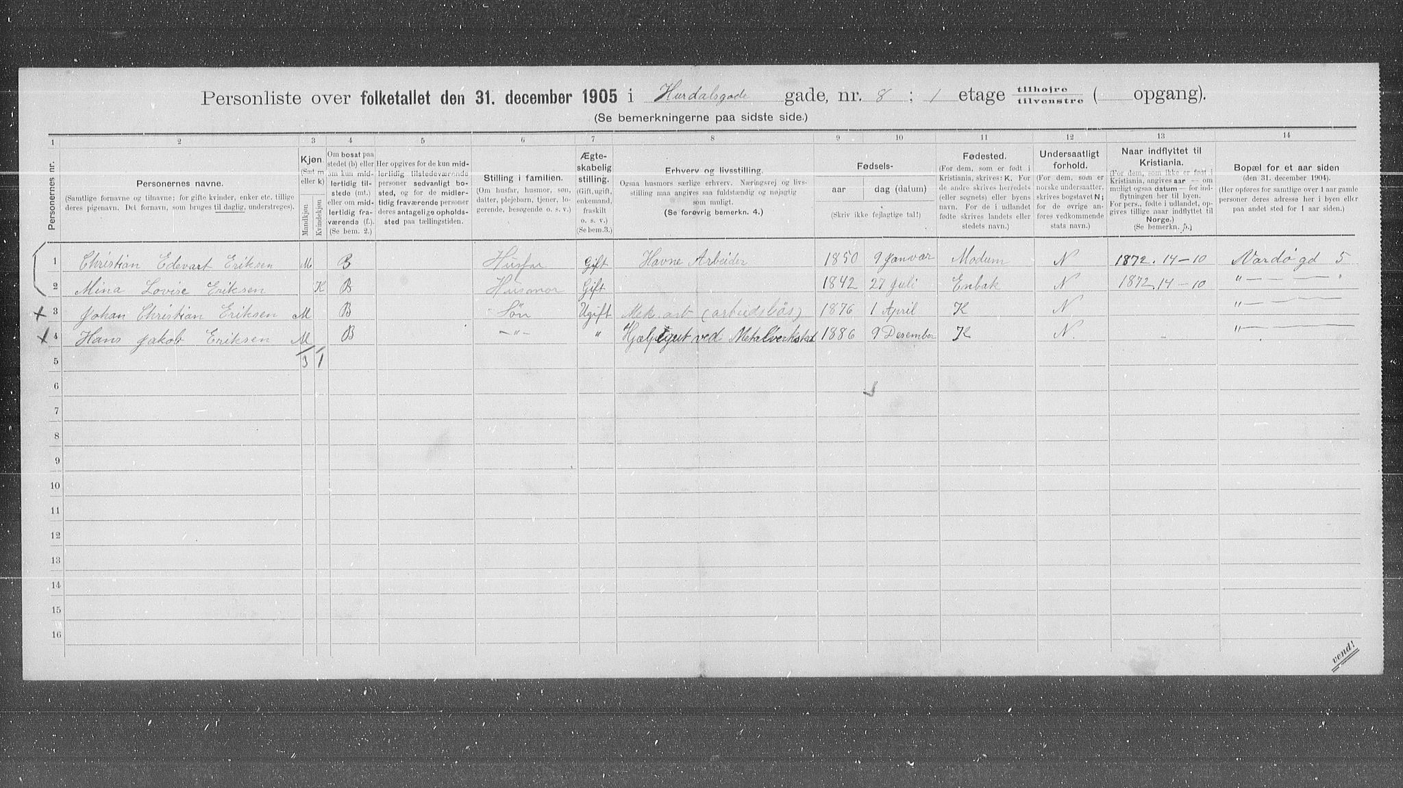 OBA, Kommunal folketelling 31.12.1905 for Kristiania kjøpstad, 1905, s. 21952