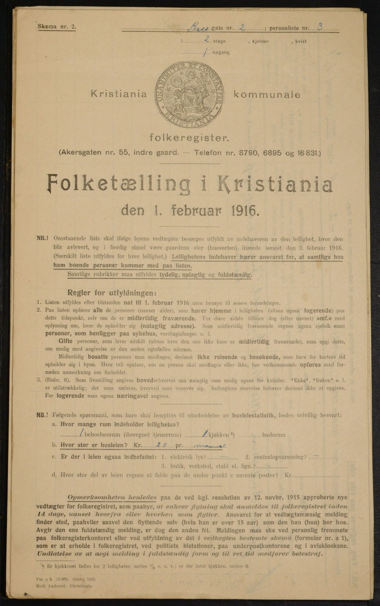 OBA, Kommunal folketelling 1.2.1916 for Kristiania, 1916, s. 96957