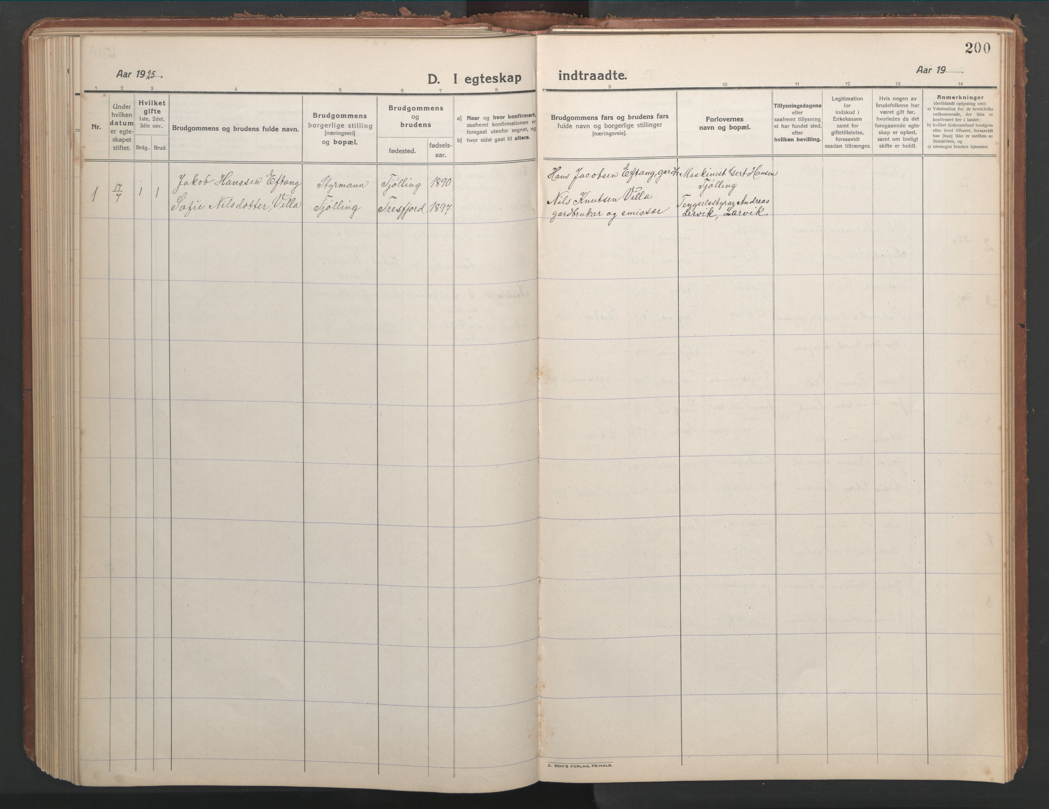 Ministerialprotokoller, klokkerbøker og fødselsregistre - Møre og Romsdal, SAT/A-1454/541/L0548: Klokkerbok nr. 541C03, 1921-1960, s. 200