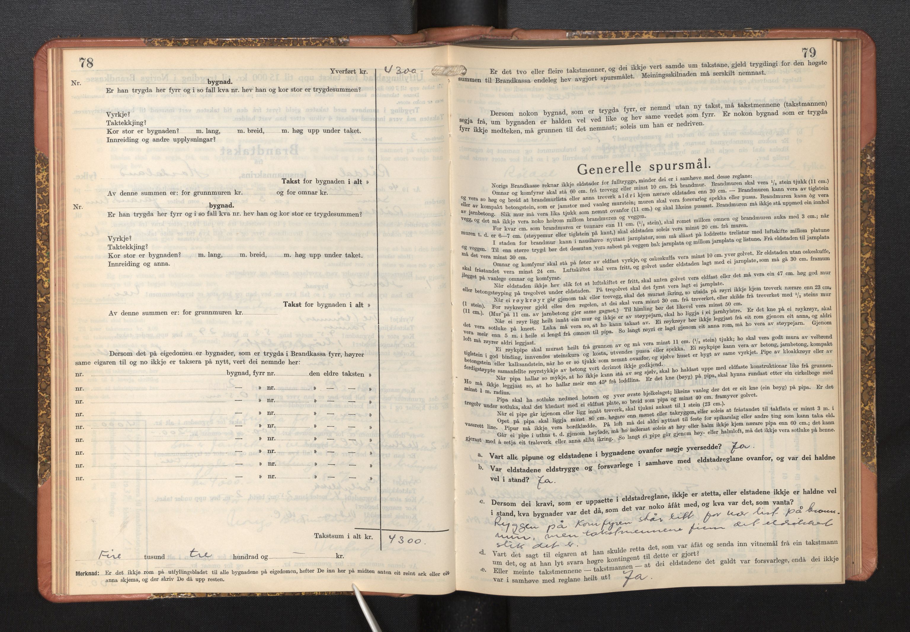 Lensmannen i Røldal, AV/SAB-A-34501/0012/L0004: Branntakstprotokoll, skjematakst, 1936-1950, s. 78-79