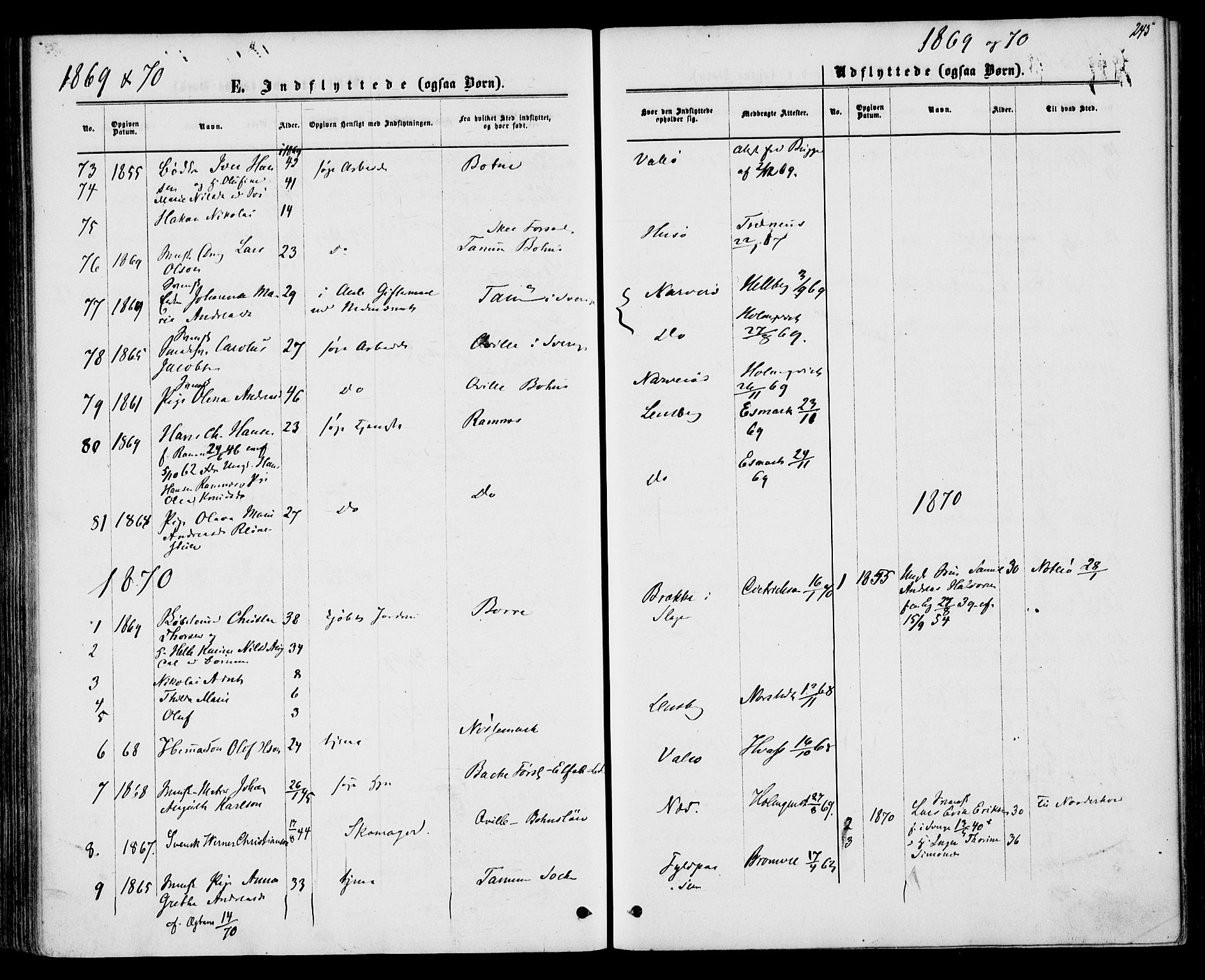 Sem kirkebøker, AV/SAKO-A-5/F/Fa/L0008: Ministerialbok nr. I 8, 1866-1873, s. 245