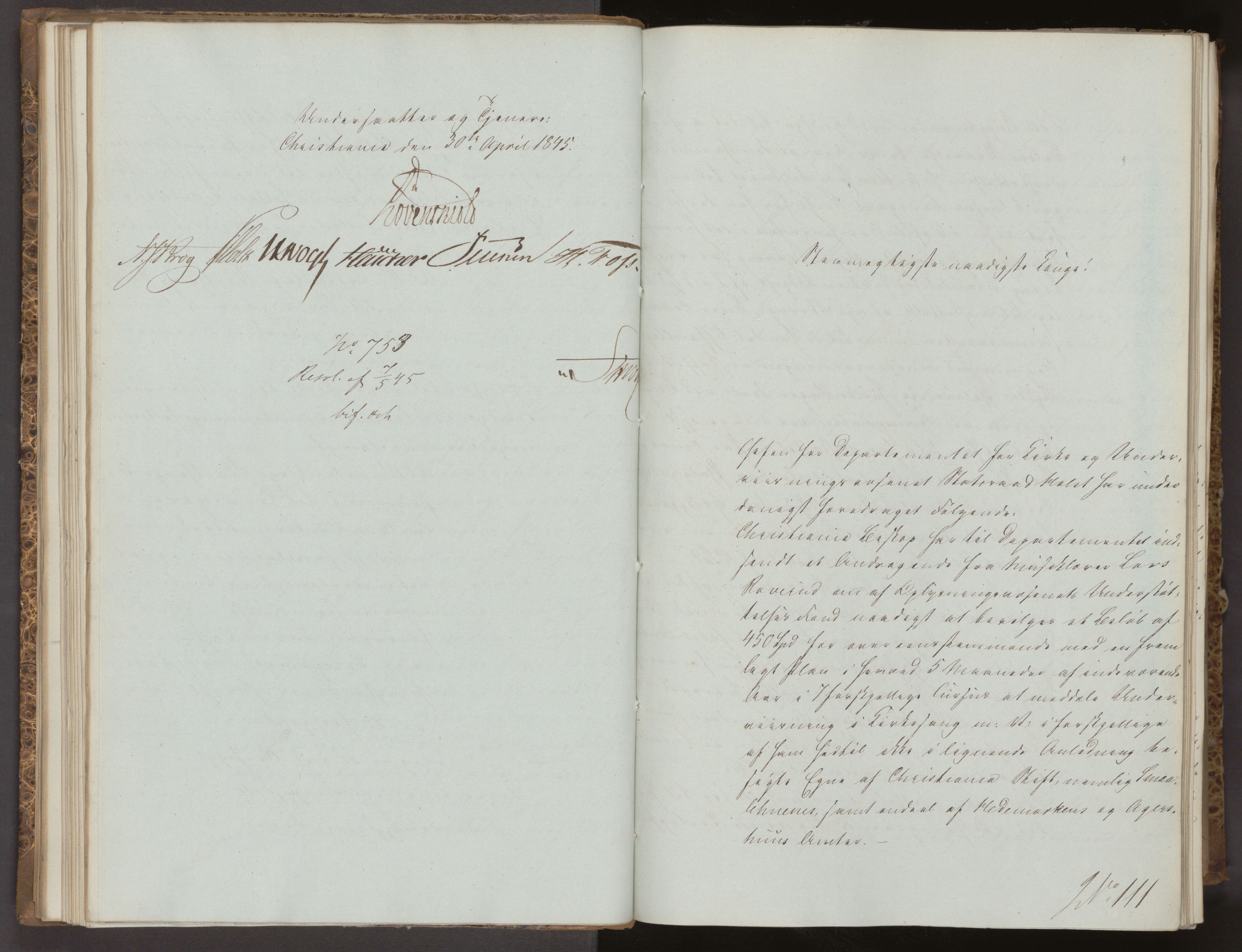 Statsrådsavdelingen i Stockholm, RA/S-1003/D/Da/L0216: Regjeringsinnstillinger nr. 90-322, 1845