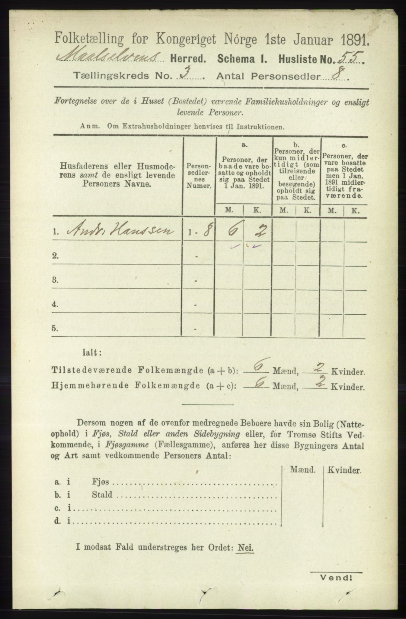 RA, Folketelling 1891 for 1924 Målselv herred, 1891, s. 584