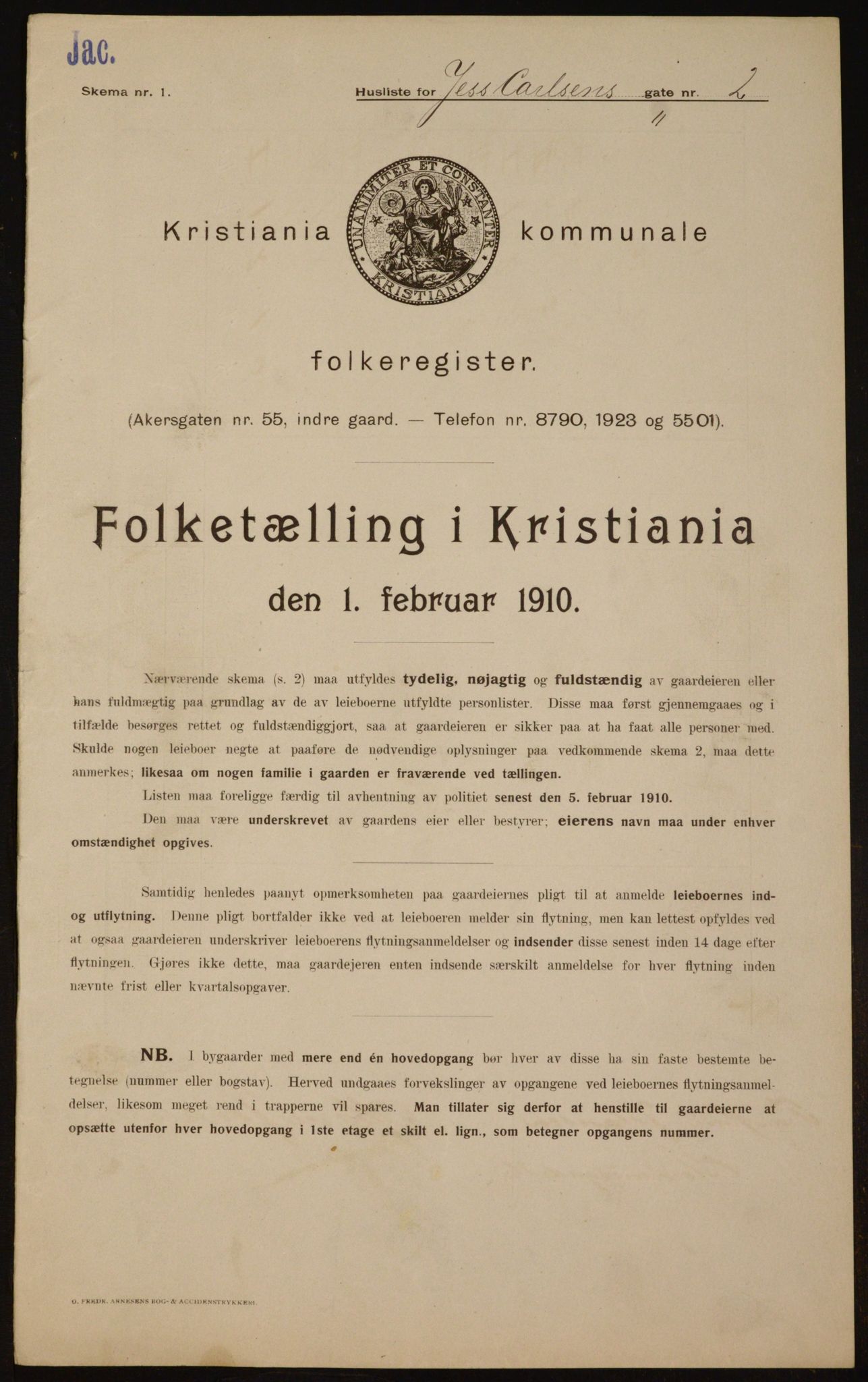 OBA, Kommunal folketelling 1.2.1910 for Kristiania, 1910, s. 45643
