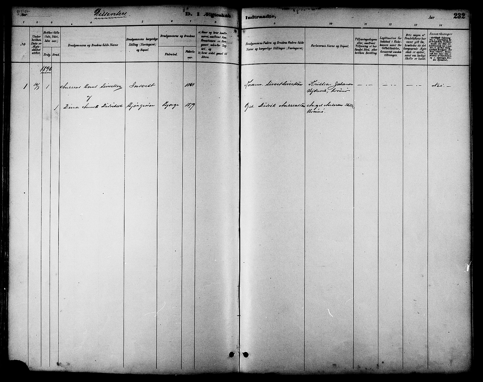 Ministerialprotokoller, klokkerbøker og fødselsregistre - Nordland, SAT/A-1459/814/L0230: Klokkerbok nr. 814C03, 1884-1911, s. 232