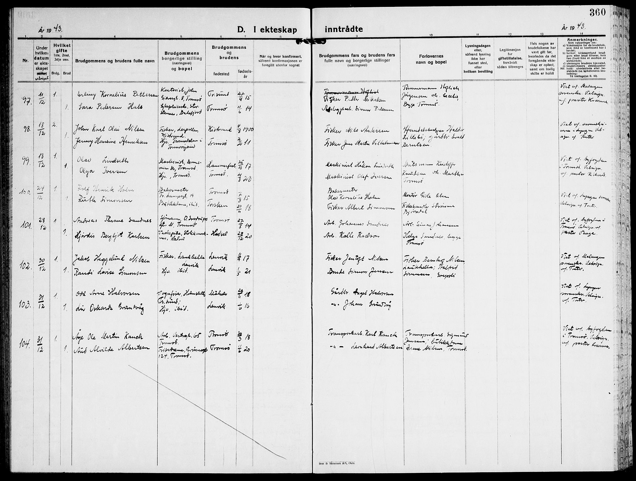 Tromsø sokneprestkontor/stiftsprosti/domprosti, SATØ/S-1343/G/Gb/L0011klokker: Klokkerbok nr. 11, 1942-1944, s. 360