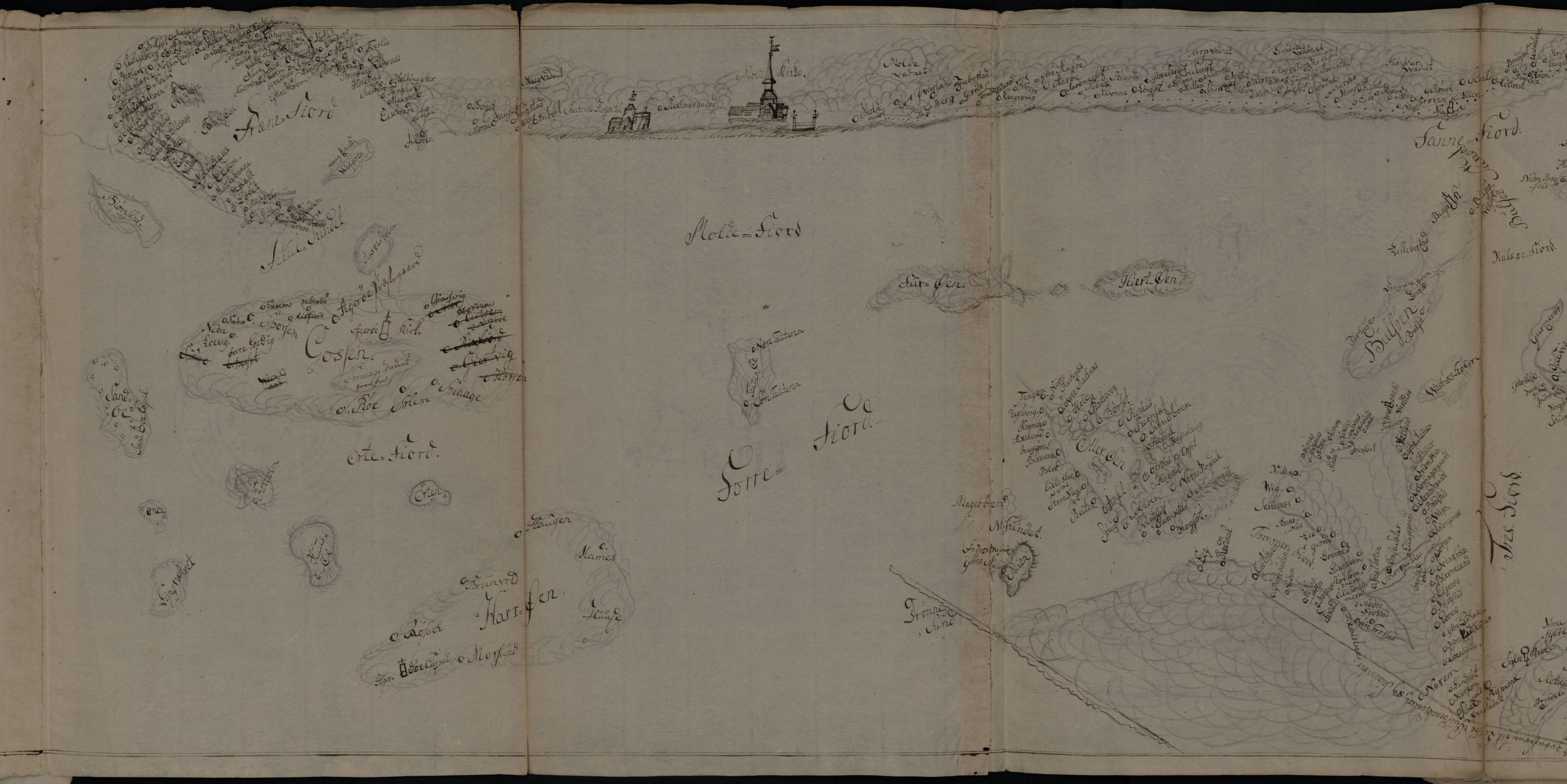 Nidaros biskop, AV/SAT-A-0968/F/L0072: Beskrivelse og kart over Romsdals fogderi, 1789