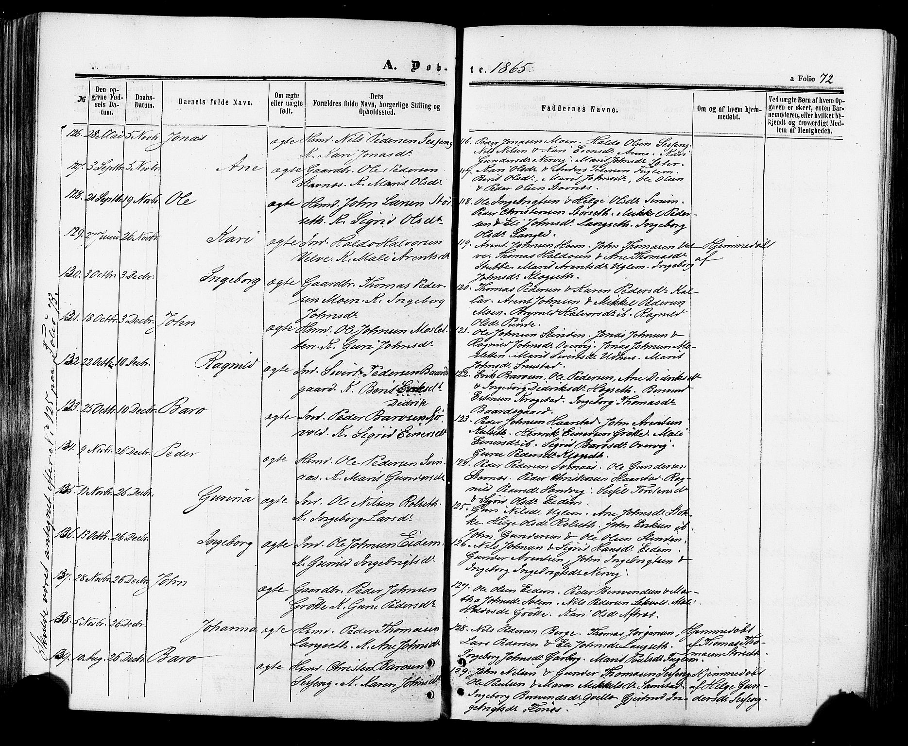 Ministerialprotokoller, klokkerbøker og fødselsregistre - Sør-Trøndelag, SAT/A-1456/695/L1147: Ministerialbok nr. 695A07, 1860-1877, s. 72